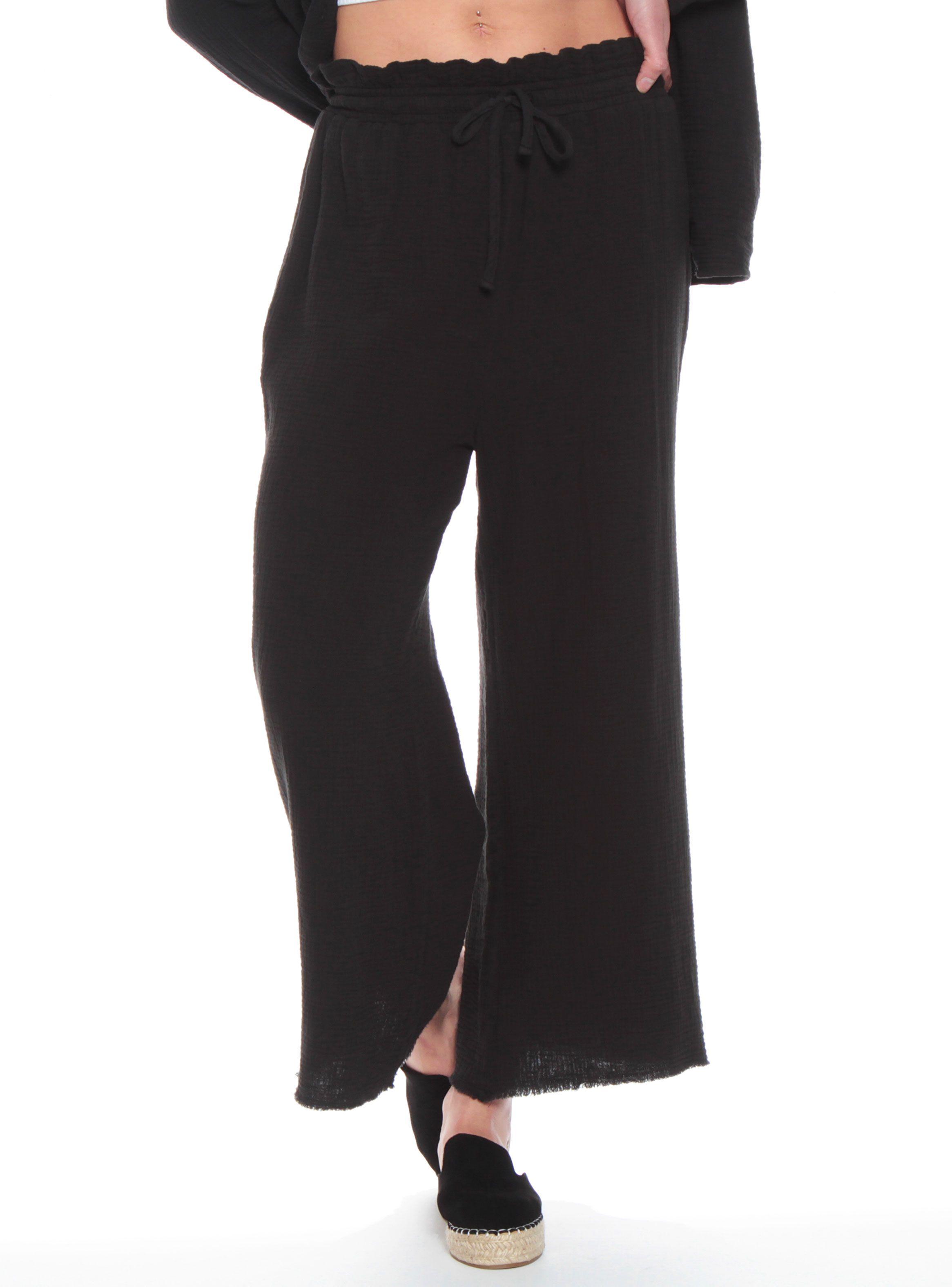 Pantalón Palazzo Sólido Pretina Elasticada con Pabilo-0