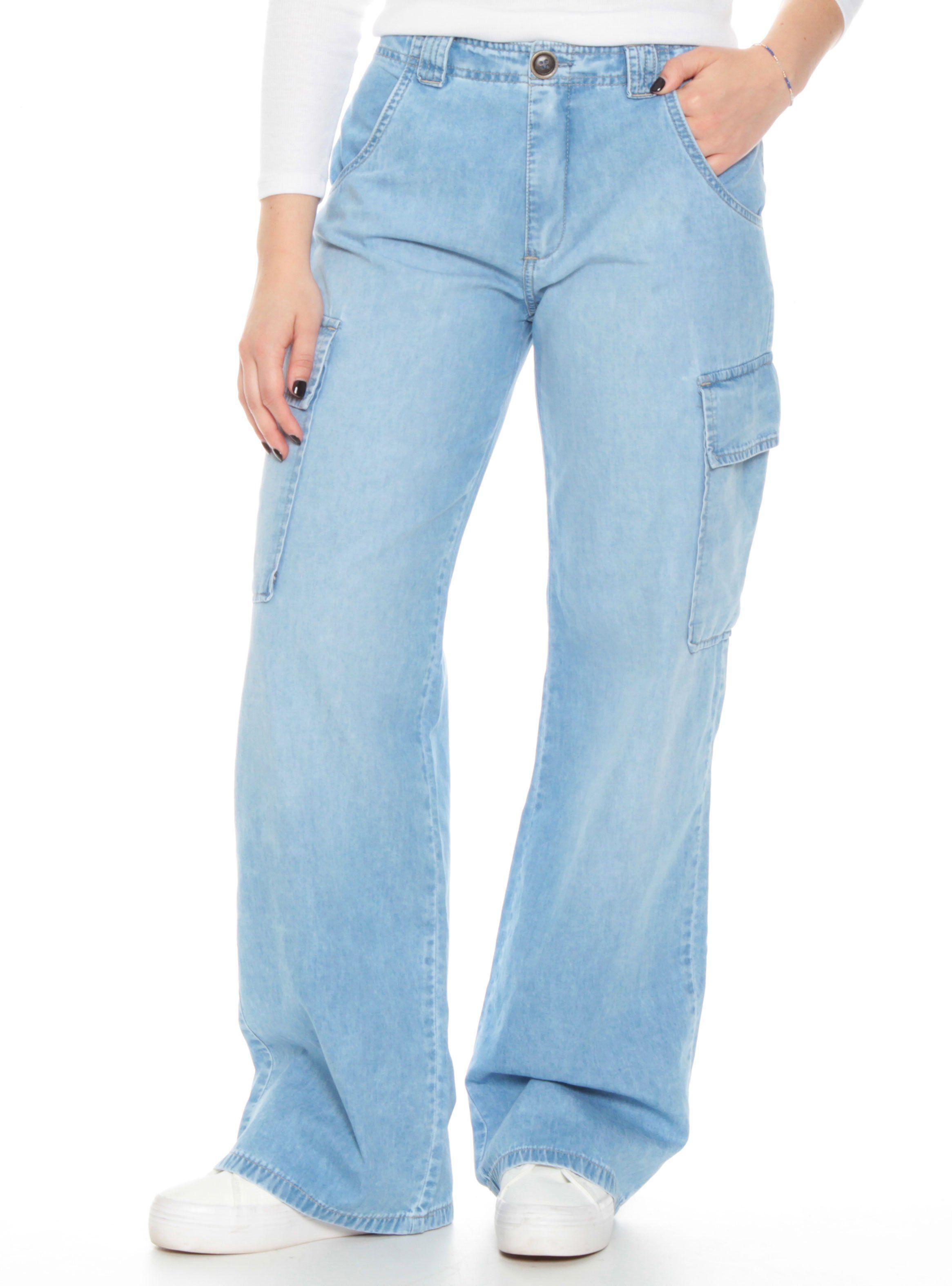 Jeans Recto Cargo Tiro Alto-0