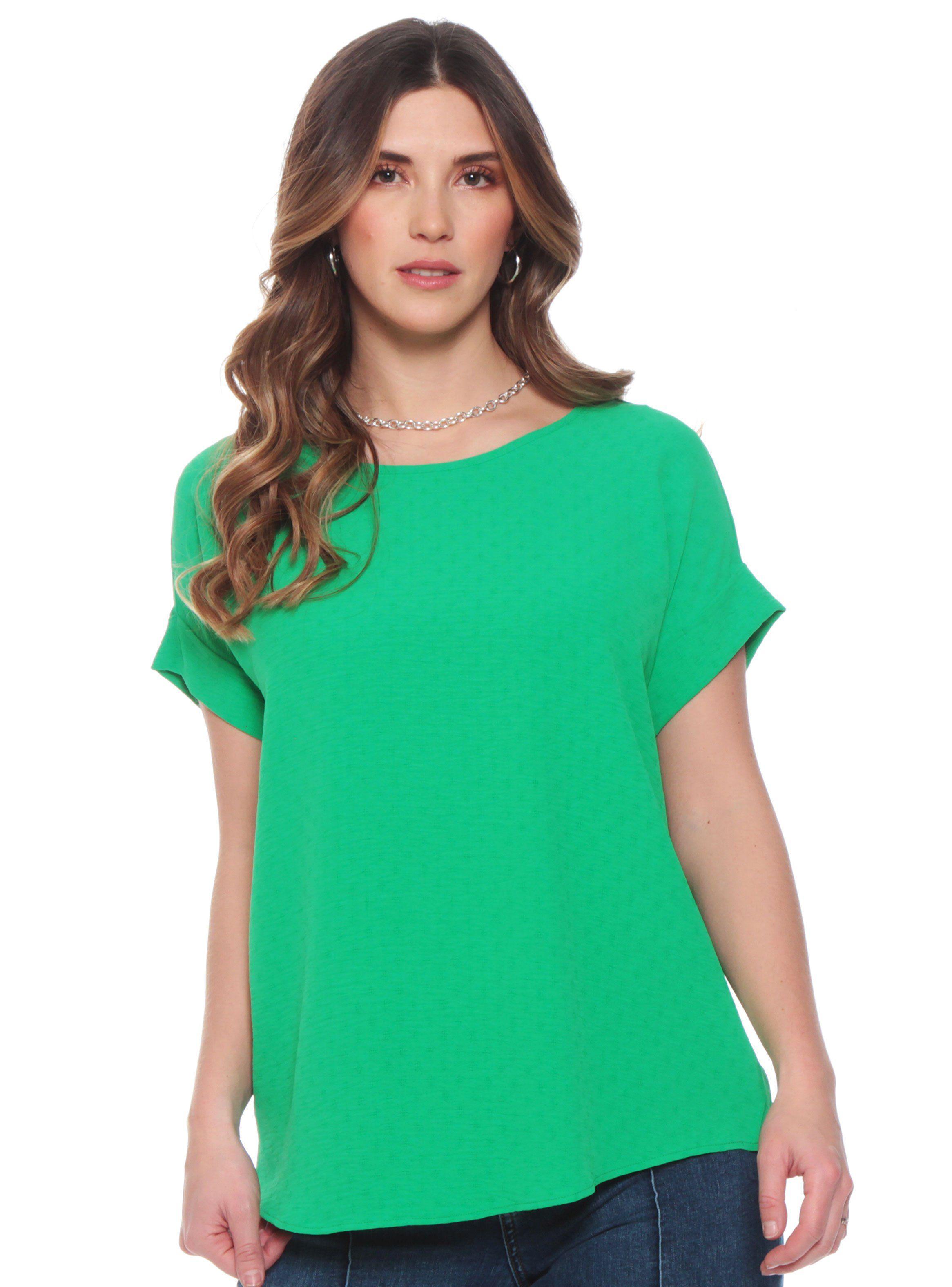 Blusa Escote Redondo Abotonada en Espalda-0