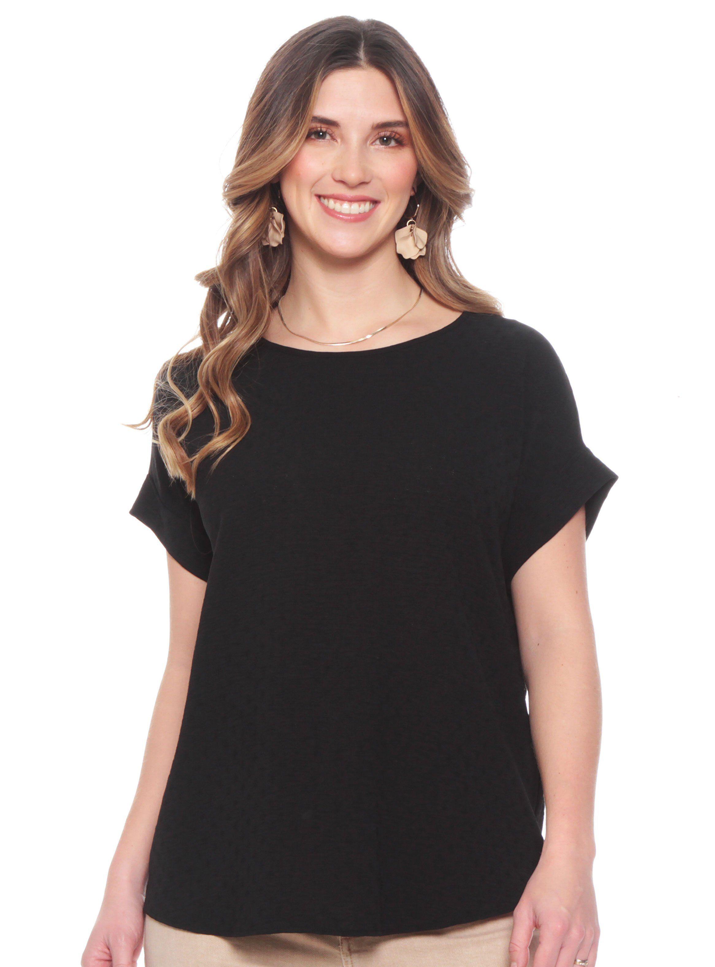Blusa Escote Redondo Abotonada en Espalda-0