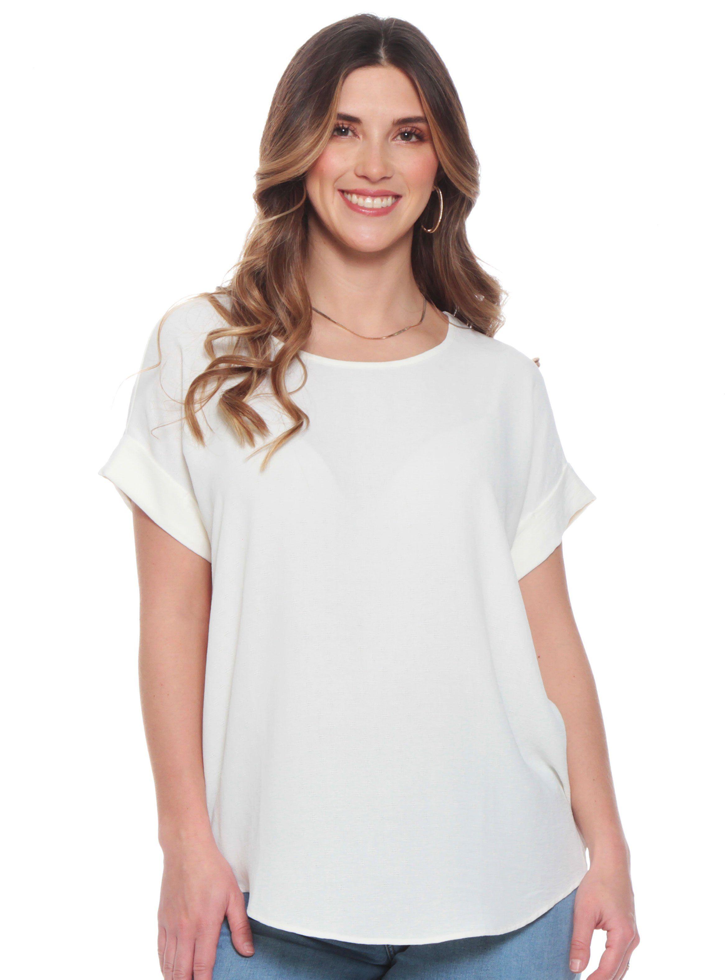 Blusa Escote Redondo Abotonada en Espalda-0