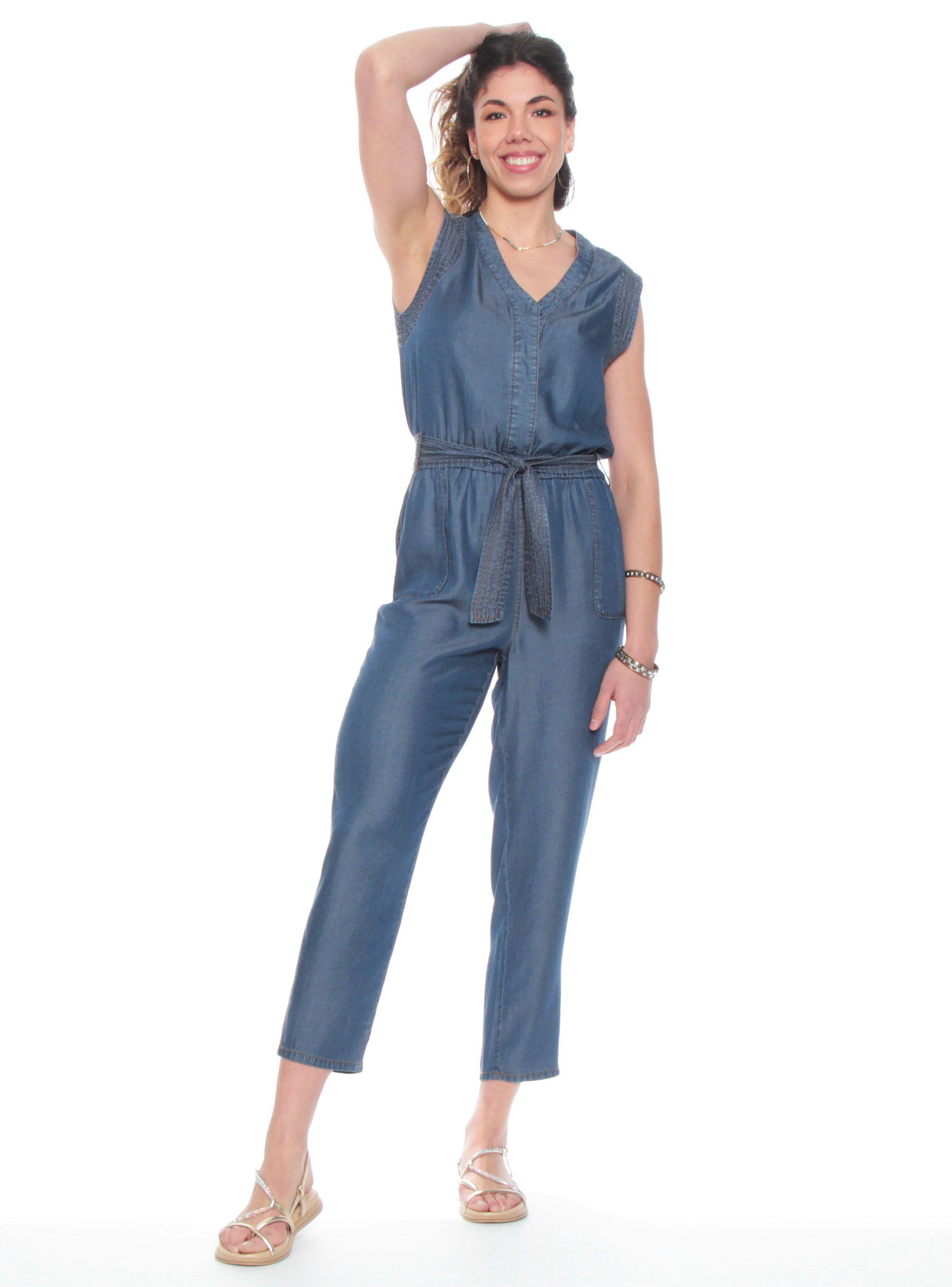 Enterito Manga Corta Escote V con Lazo en Cintura-3