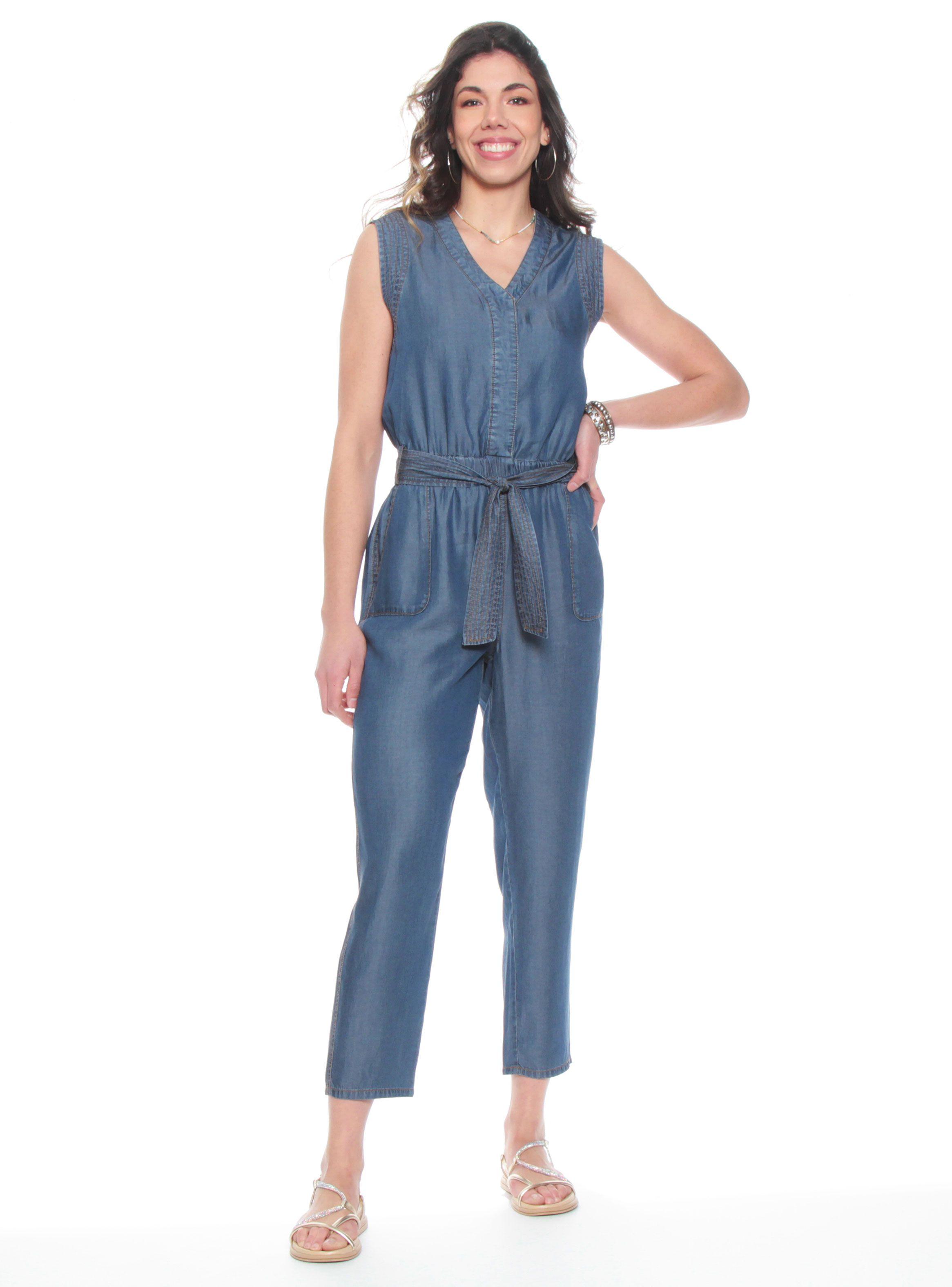 Enterito Manga Corta Escote V con Lazo en Cintura-0