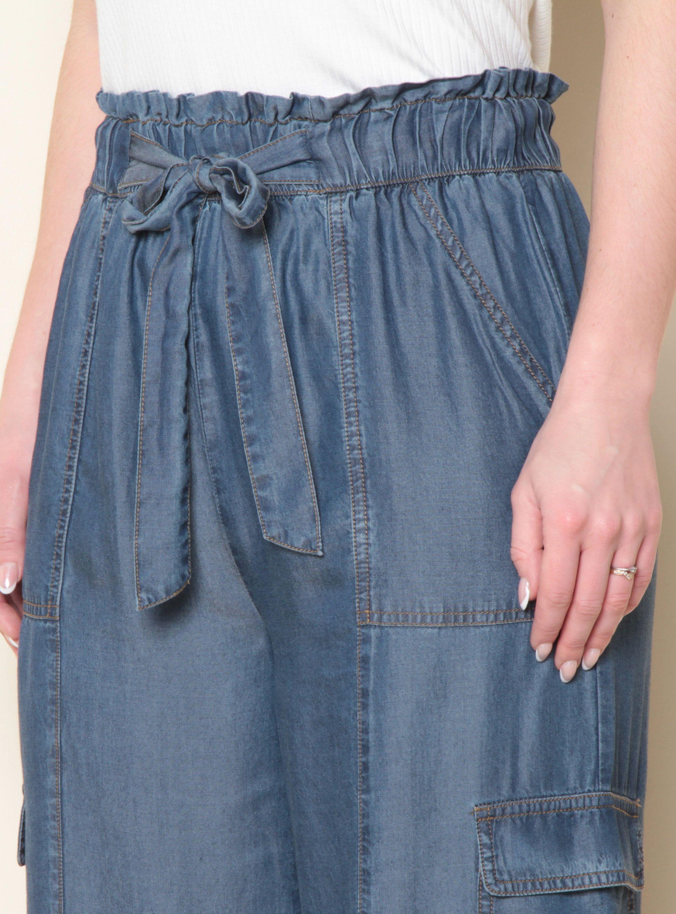 Pantalón Lyocell Cargo Tiro Alto Cintura Elasticada y Lazo-2