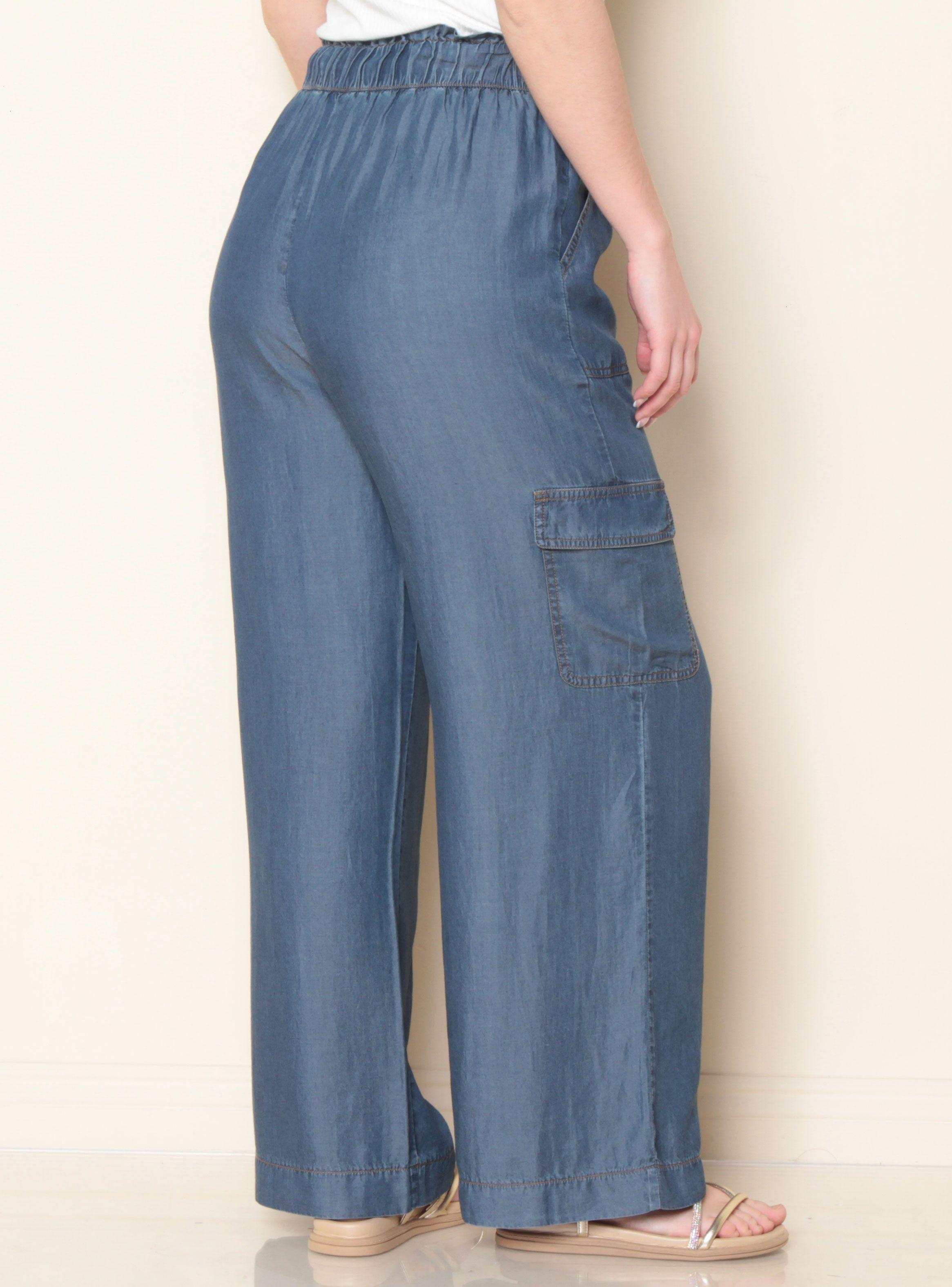 Pantalón Lyocell Cargo Tiro Alto Cintura Elasticada y Lazo-1