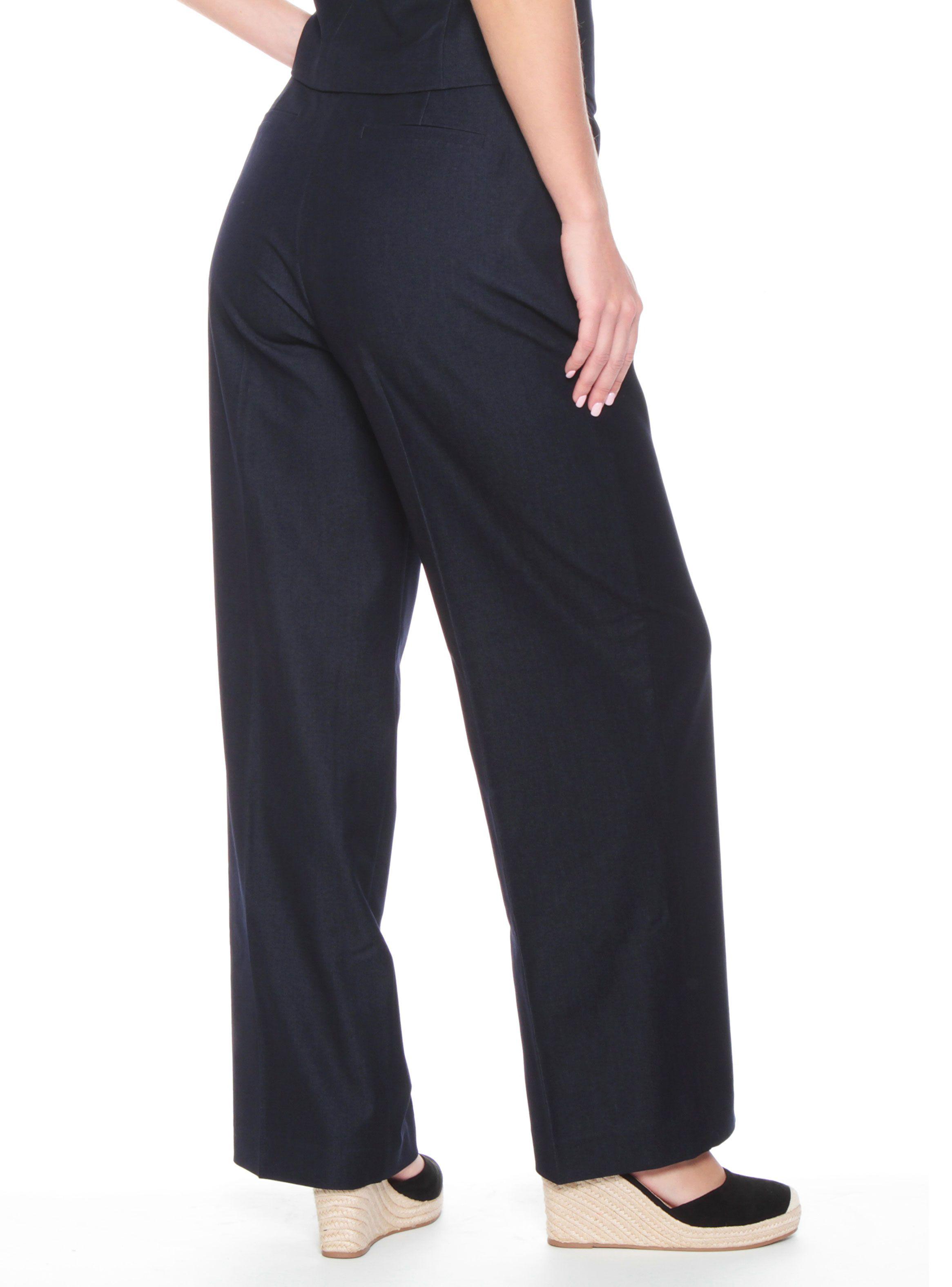 Pantalón Tiro Alto Pretina Básica con Bolsillo y Pinzas-1