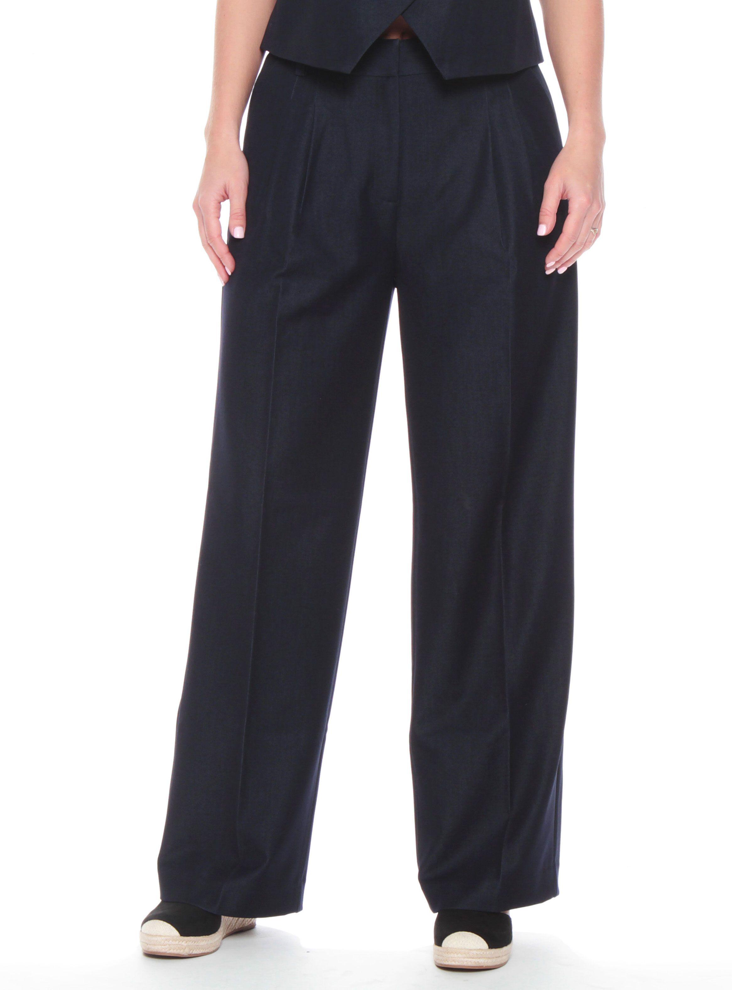 Pantalón Tiro Alto Pretina Básica con Bolsillo y Pinzas-0