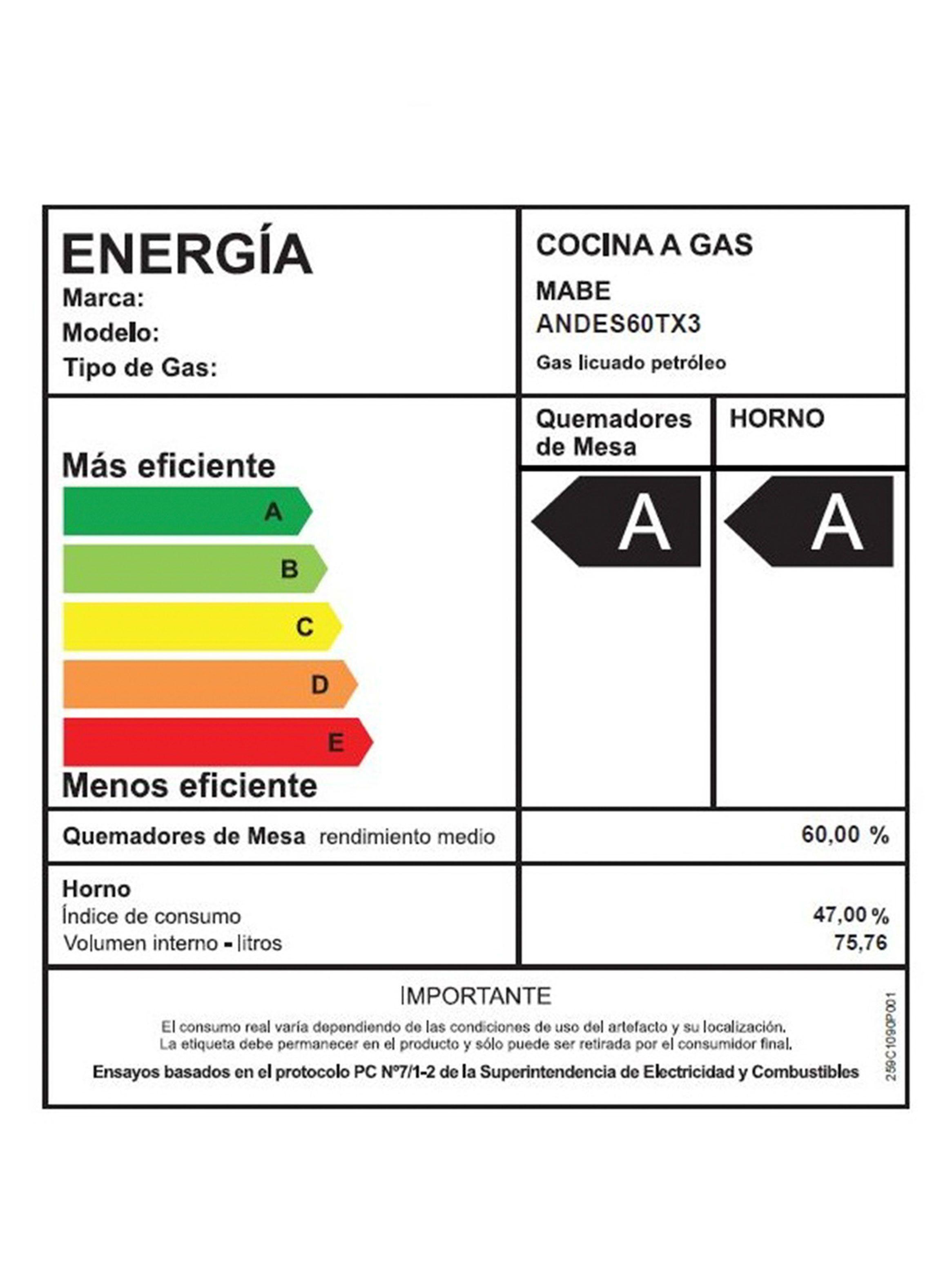 Cocina a Gas 4 Quemadores ANDES60TX3-9