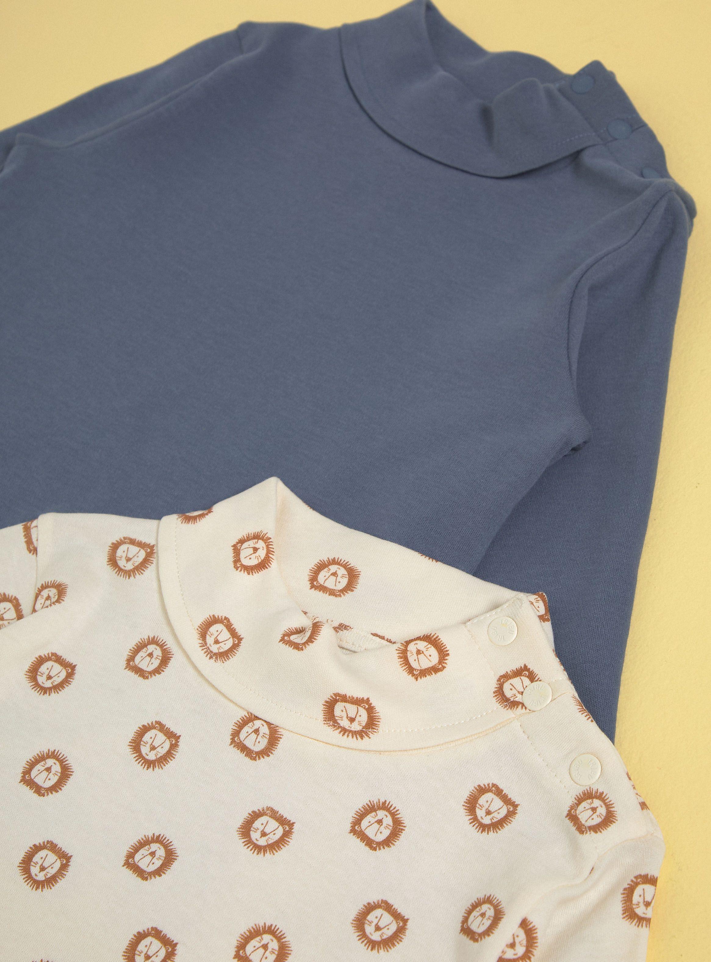 Polera Manga Larga Bipack Uno Liso y Otro Estampado-2