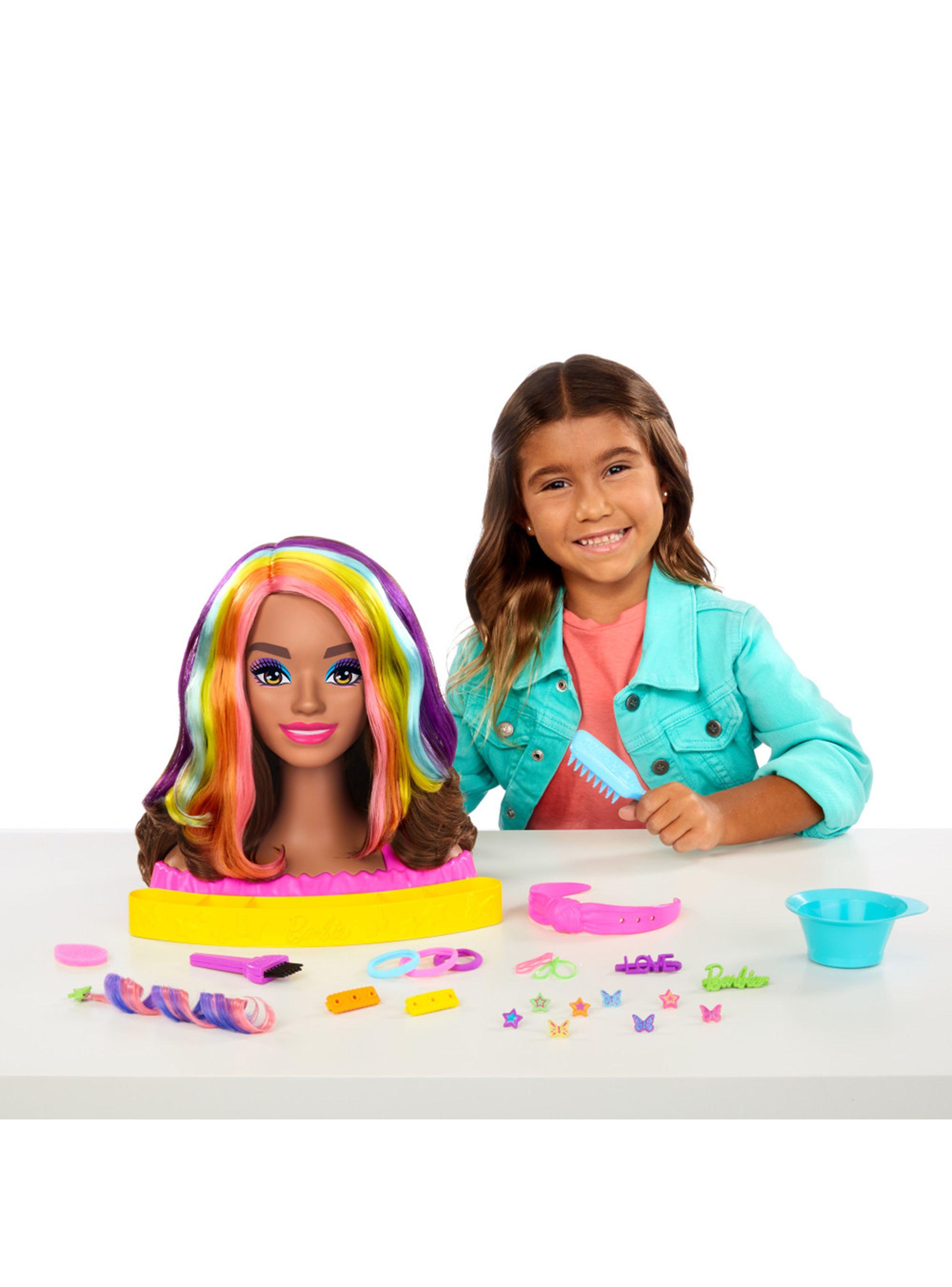 Muñeca Arcoíris Neón Castaña Set de Peinado-1