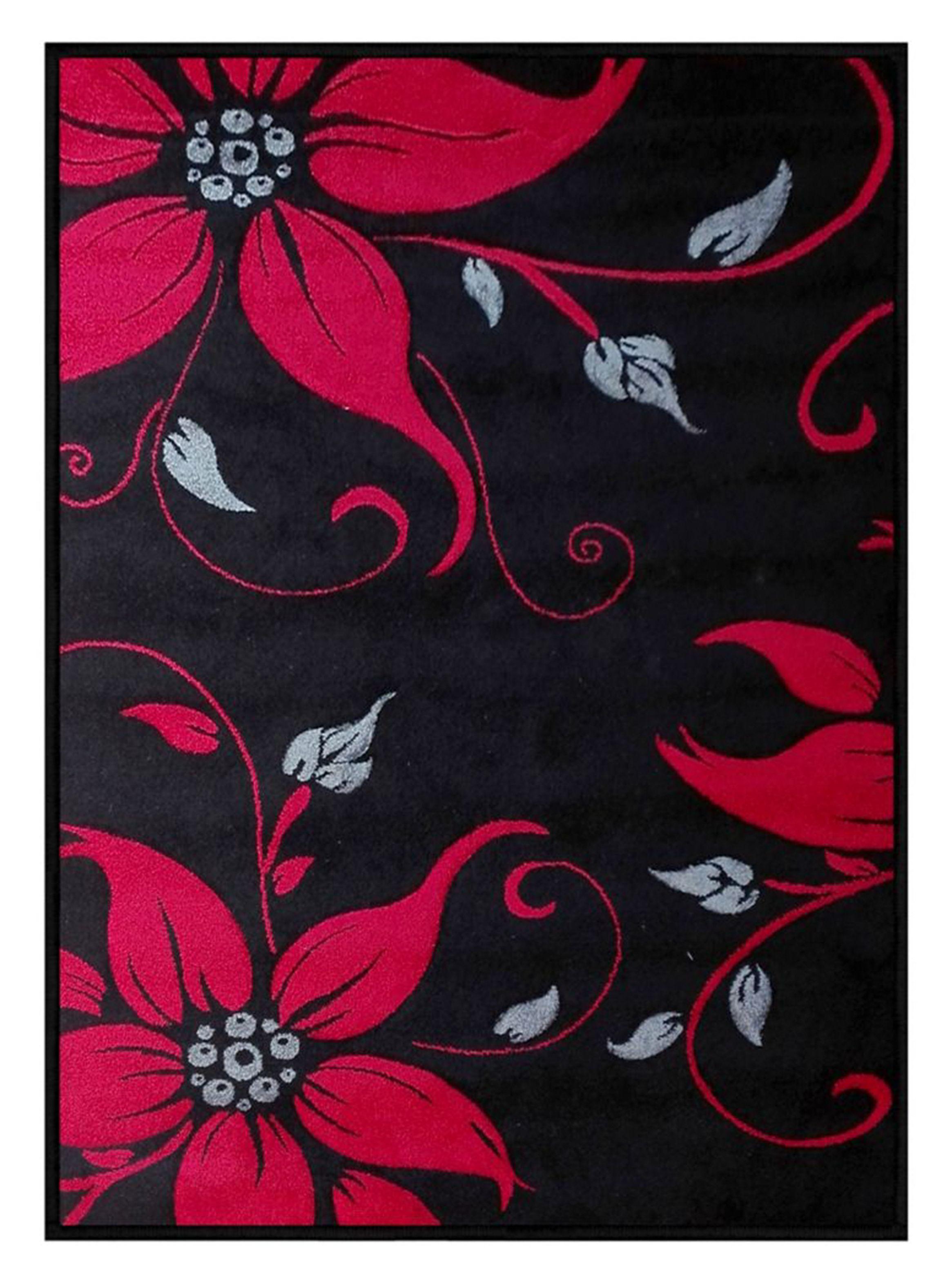 Alfombra 150 x 200 cm Idetex Frize Carved Rojo Negro-0