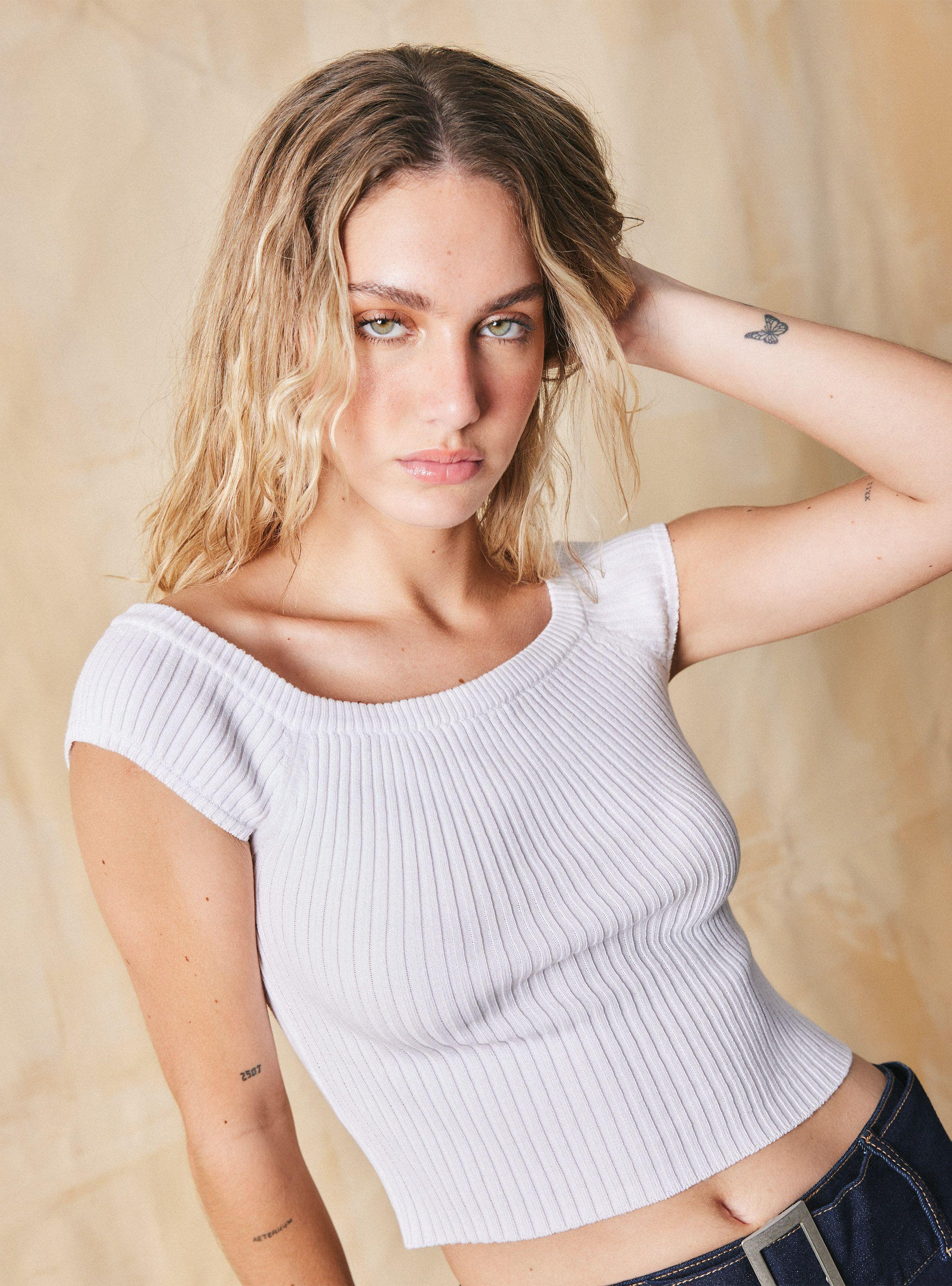 Polera Tejida Cuello Bardot-2