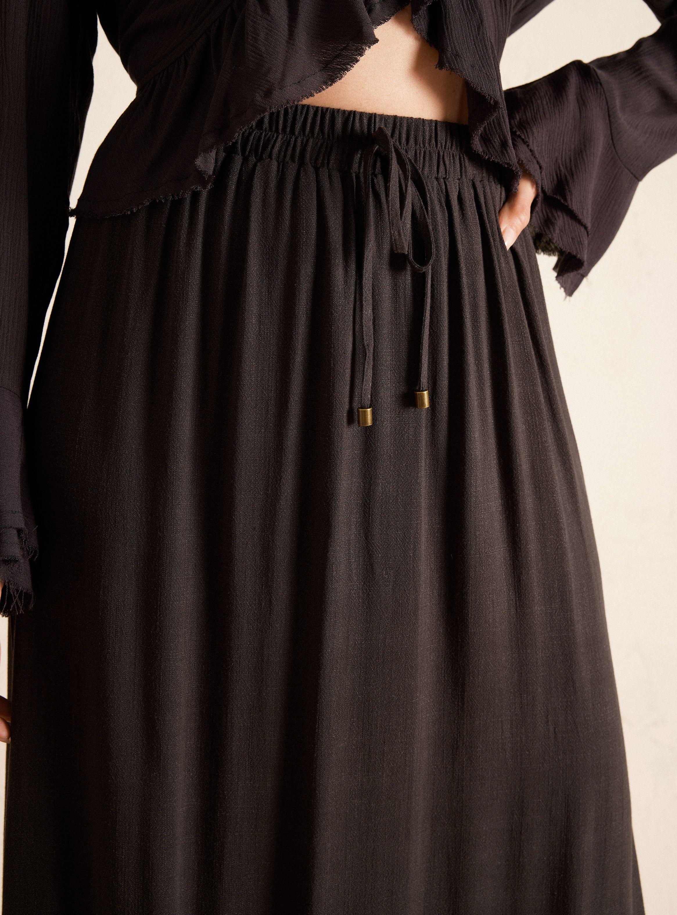 Falda Larga Maxi de Lino-3