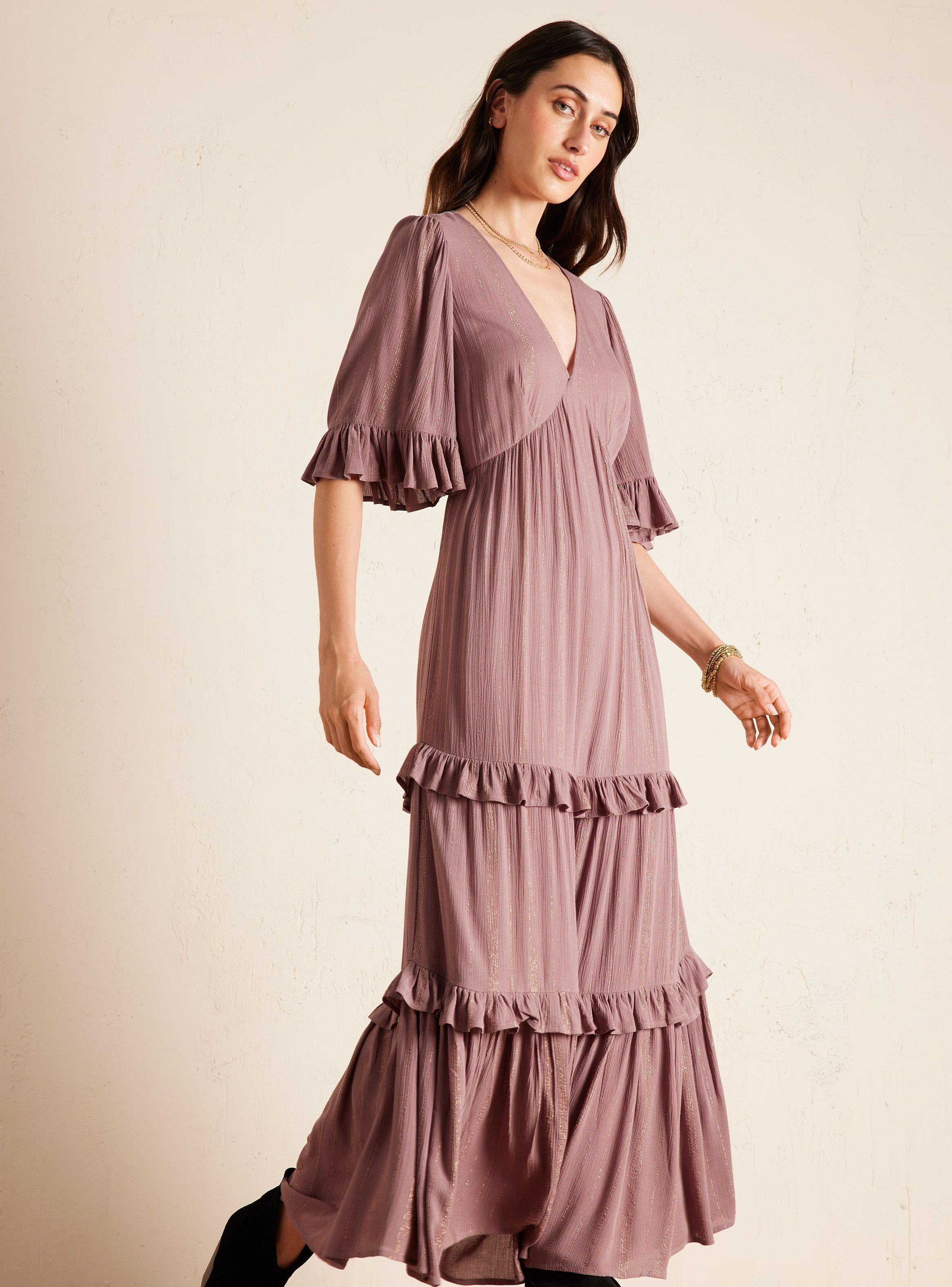 Vestido Manga Corta con Tela Textura Brillos-0