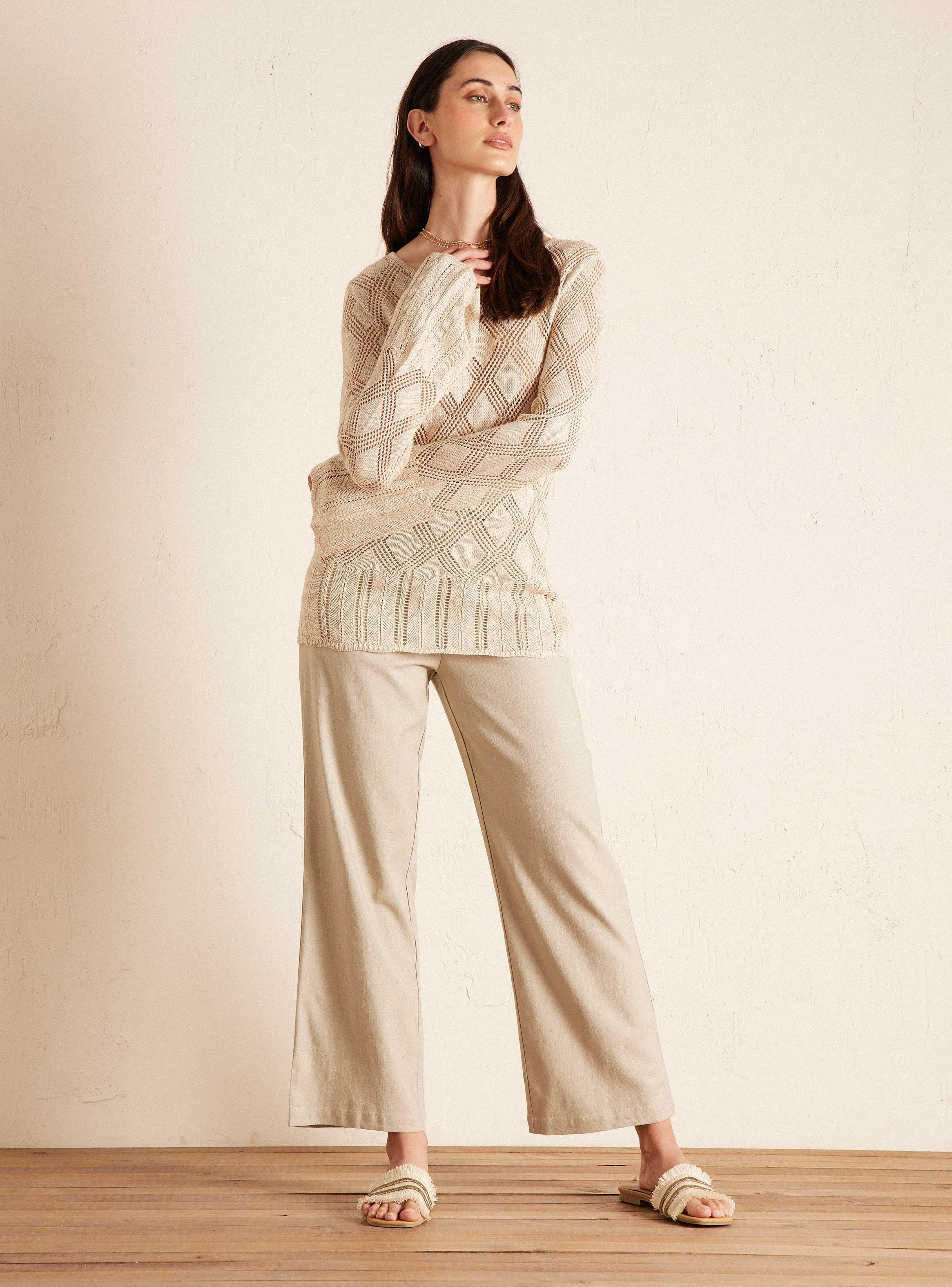 Sweater de Hilo con Brillo y Manga Ancha-4