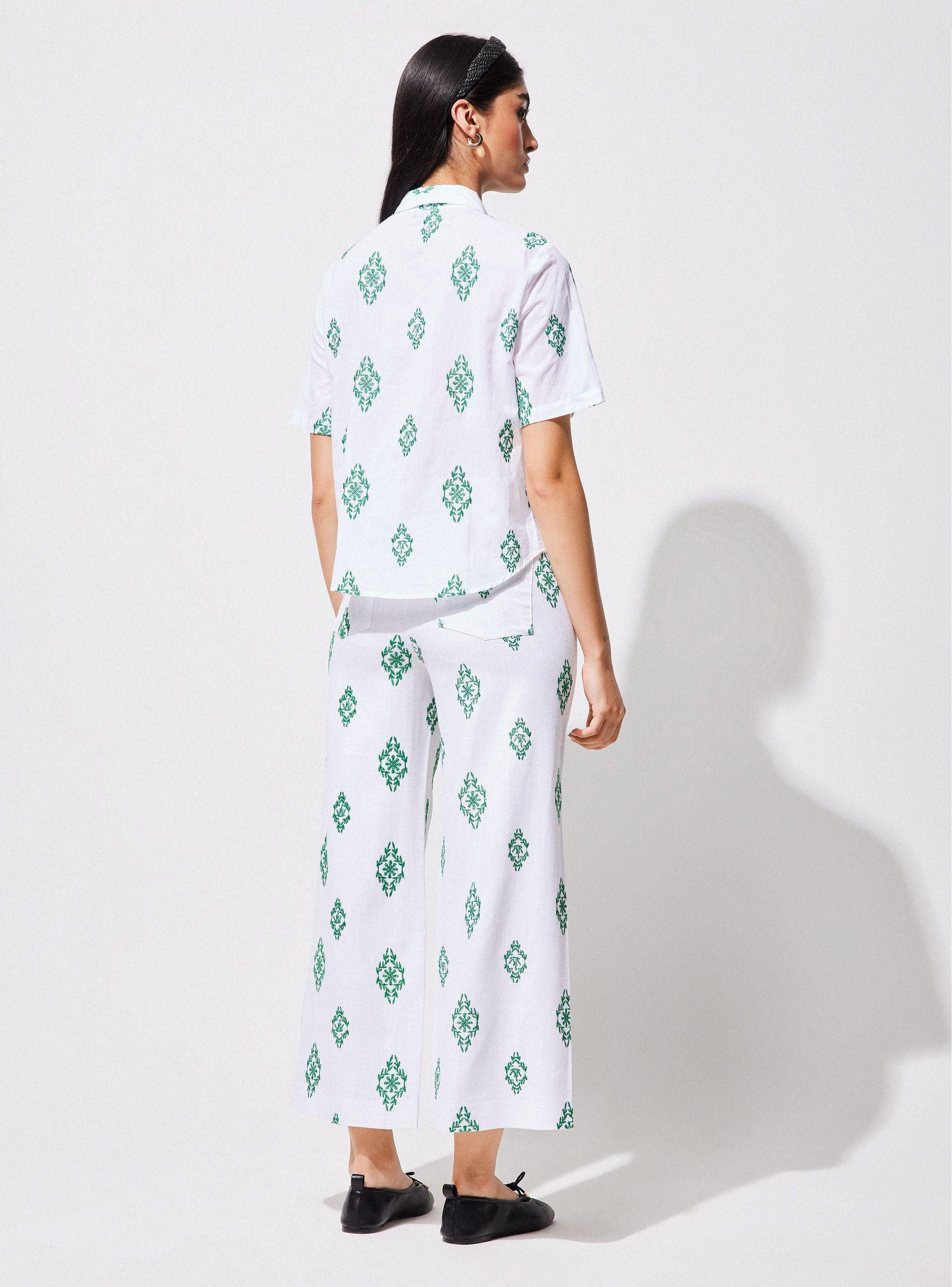 Blusa Camisera Bordada en Contraste-5