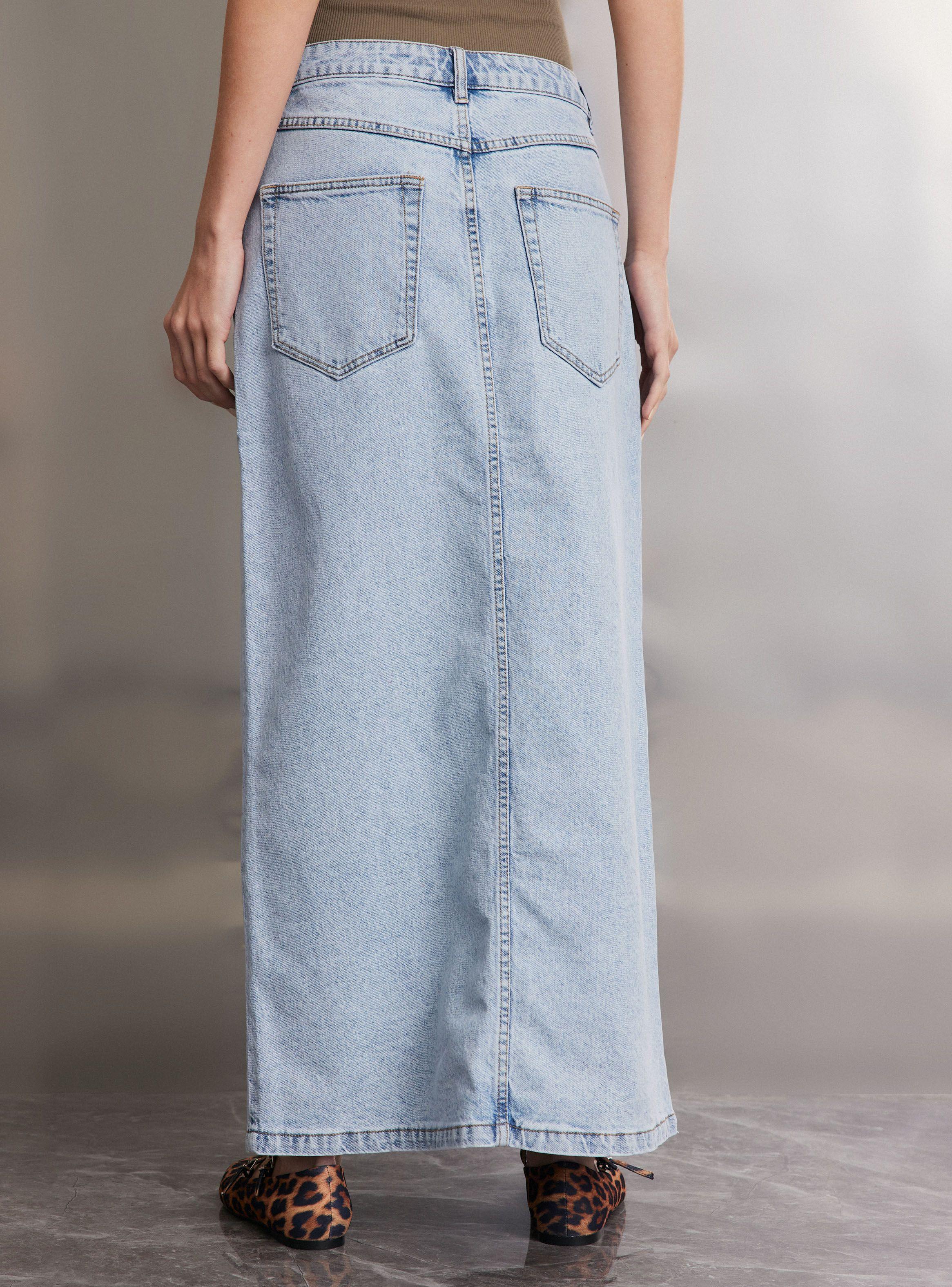 Falda Denim con Abertura Delantera-1