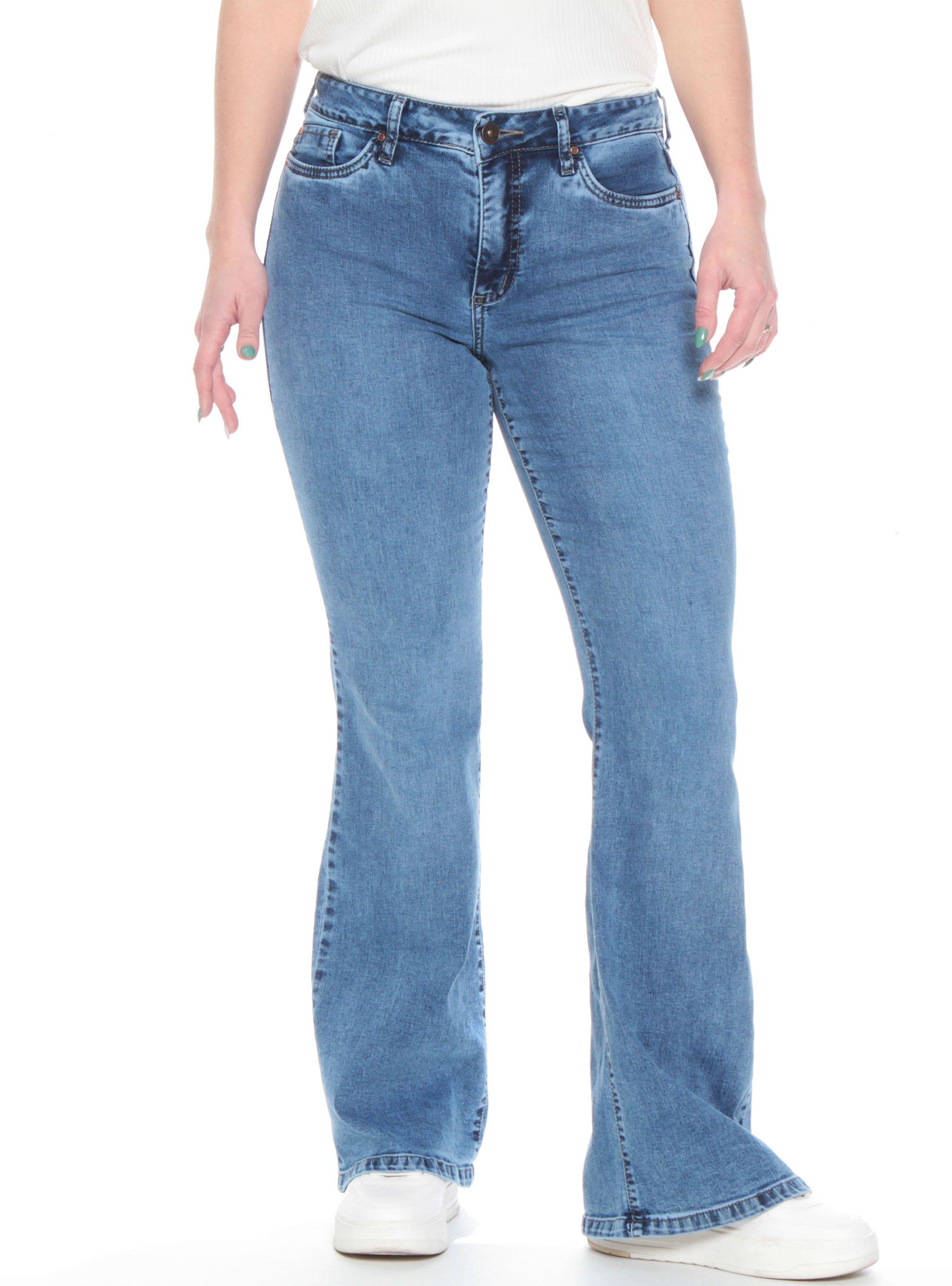 Jeans Flare Cargo Tiro Alto Pretina Básica 1 Botón Color-0