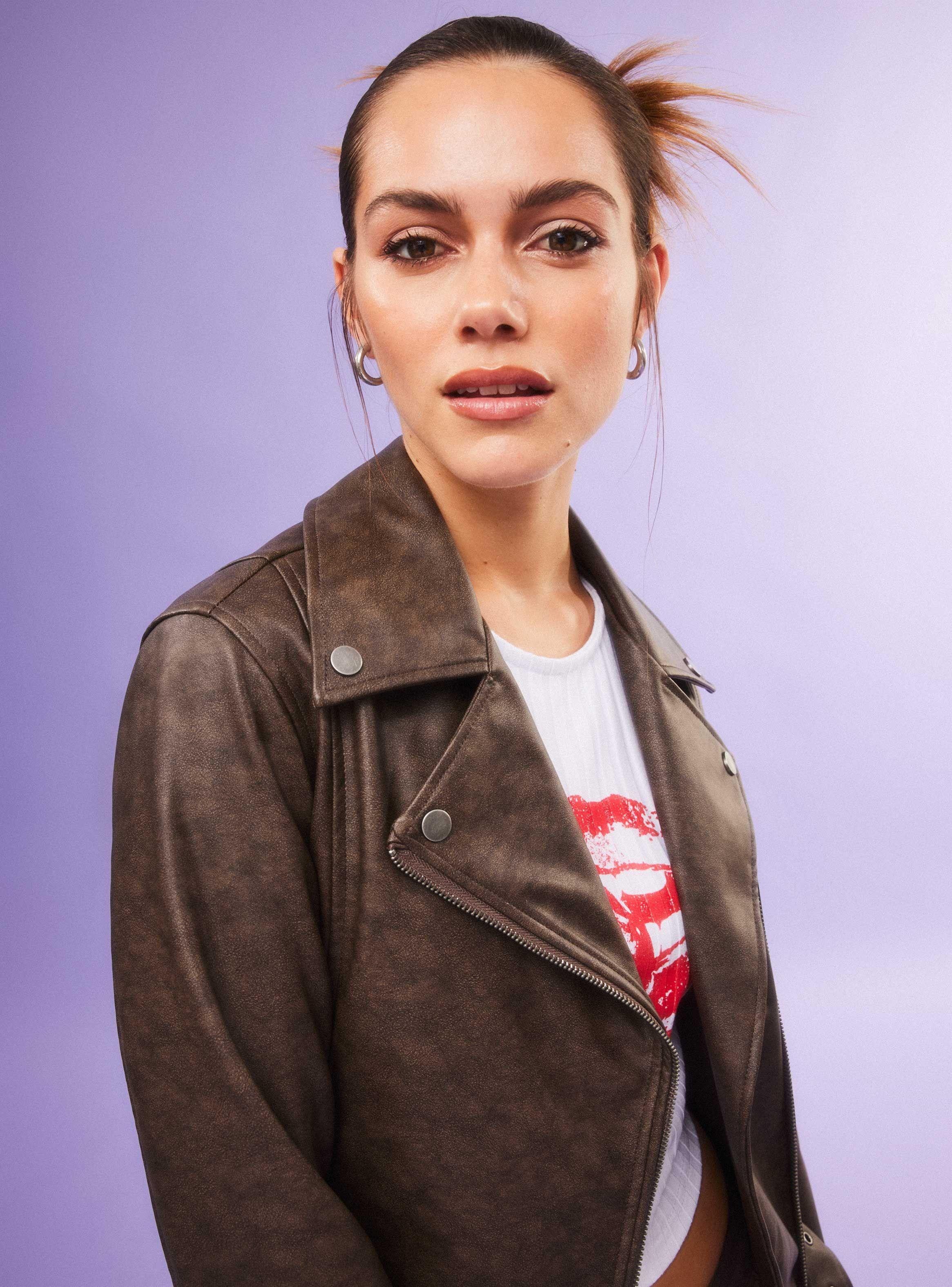 Chaqueta Biker Lavada con Cierre-3
