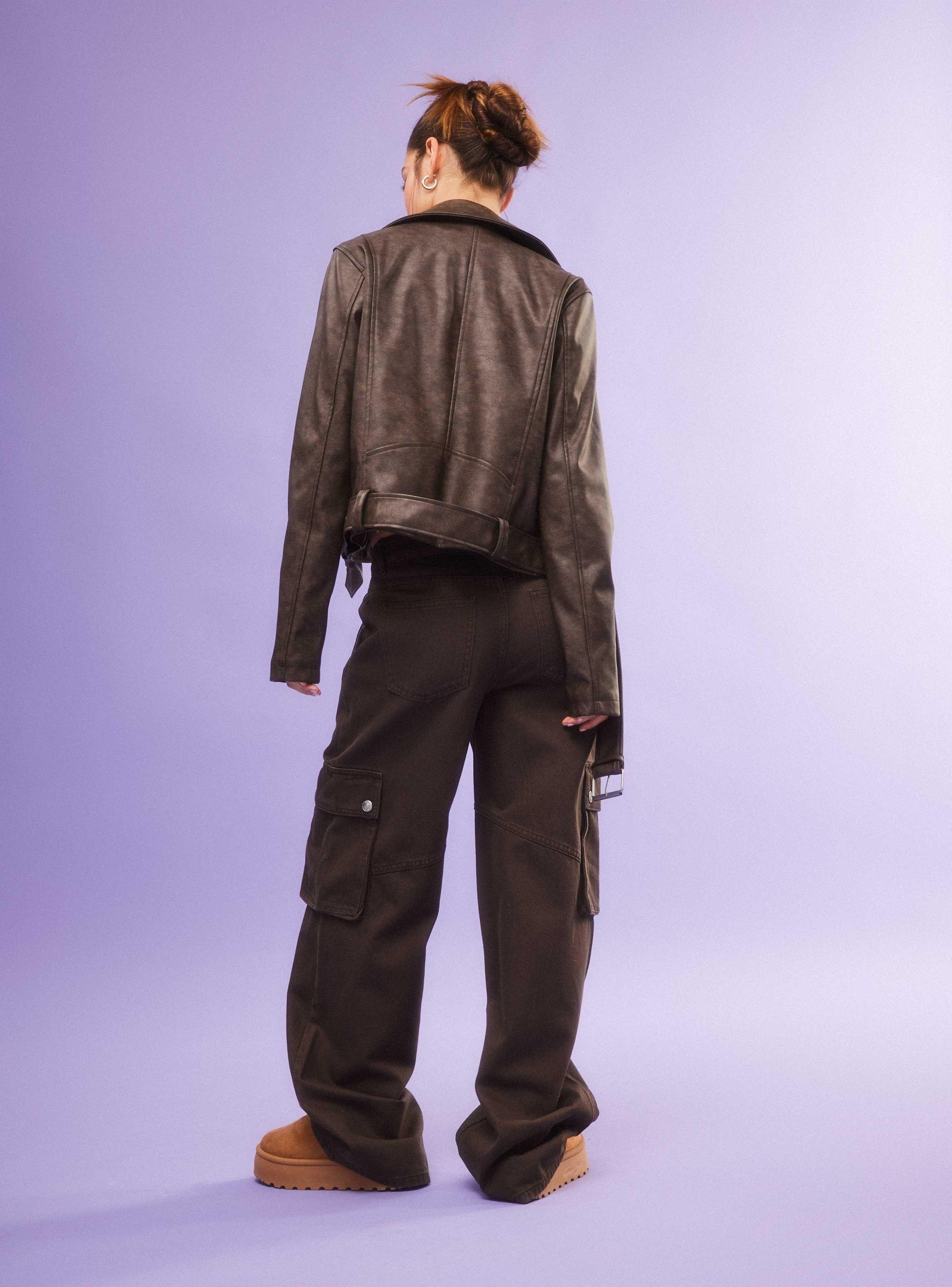 Chaqueta Biker Lavada con Cierre-5