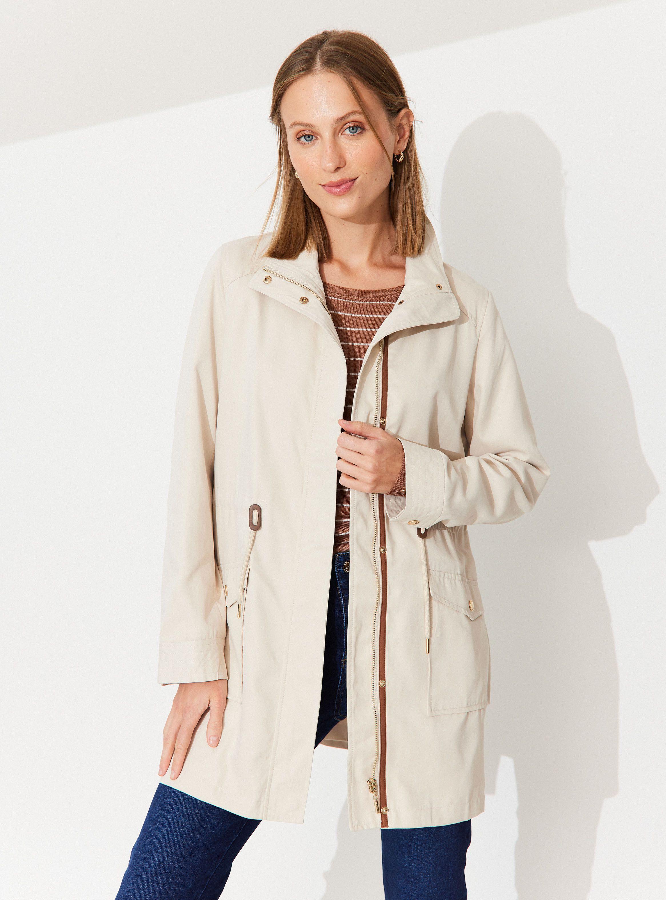 Chaqueta Liviana Larga con Ajuste en Cintura-0