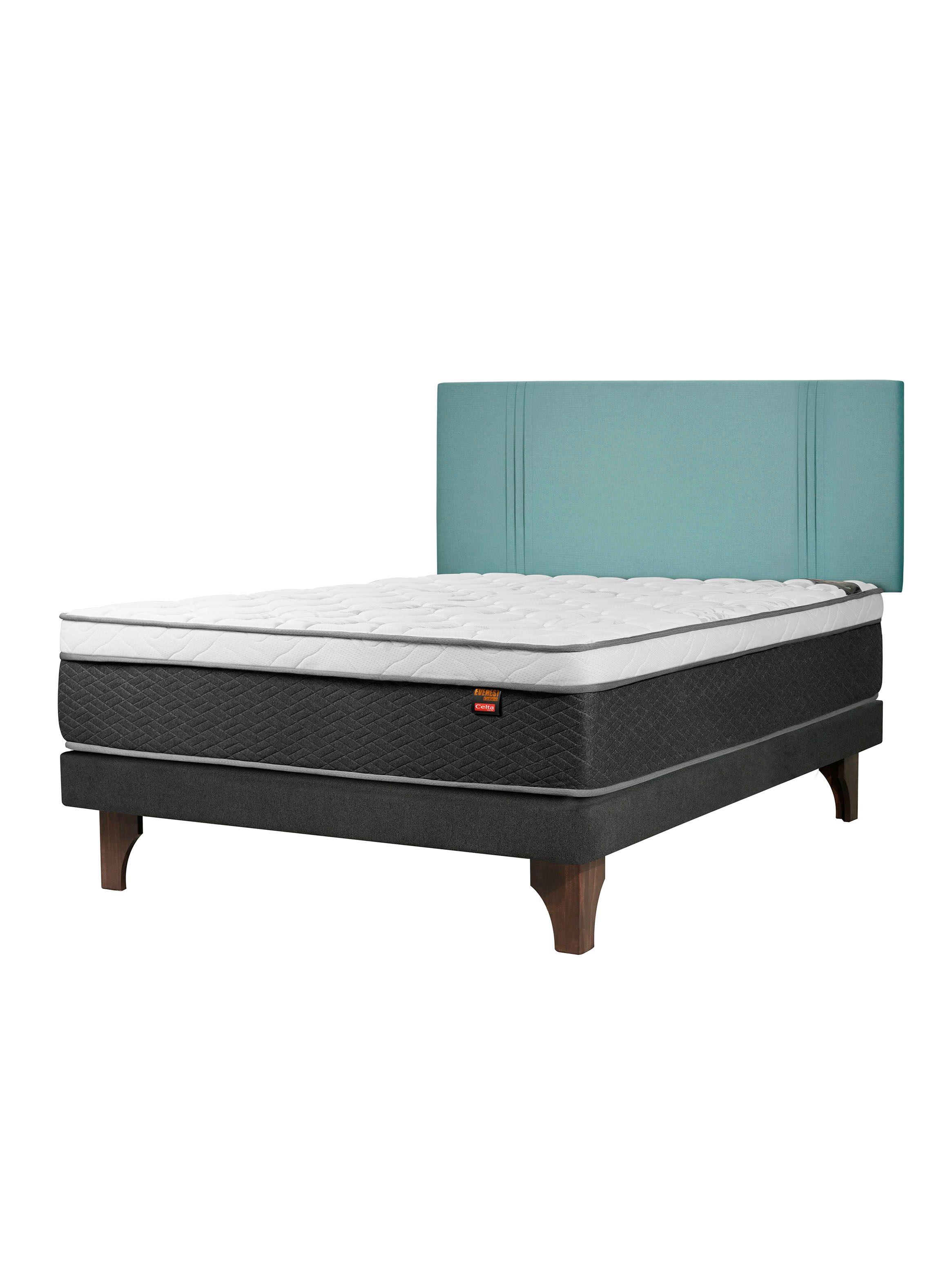 Cama Europea Everest Cobre 2 Plazas + Respaldo Dublín Menta-0