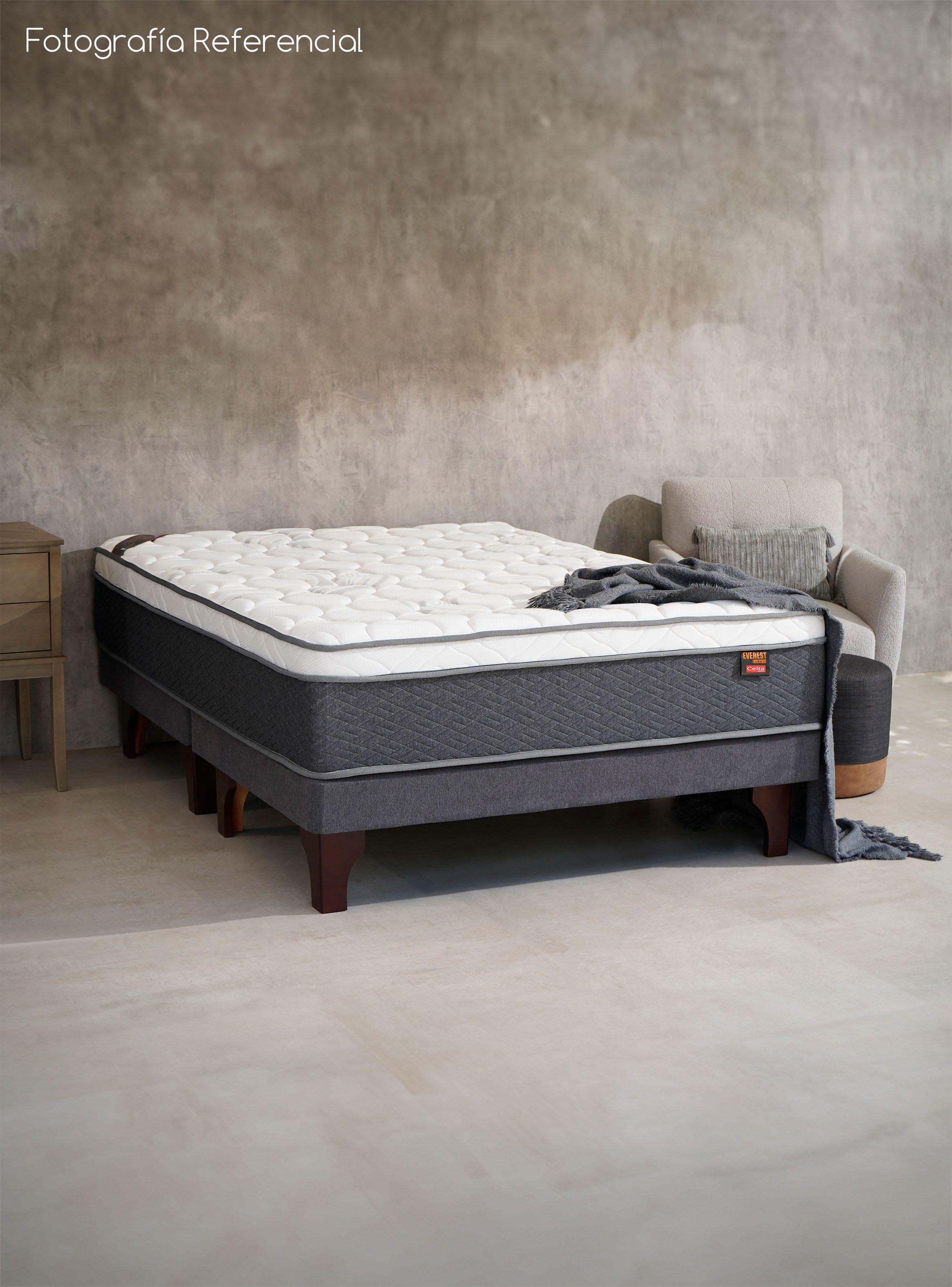 Cama Europea Everest Cobre 2 Plazas Base Dividida + Respaldo Dublín Menta-5