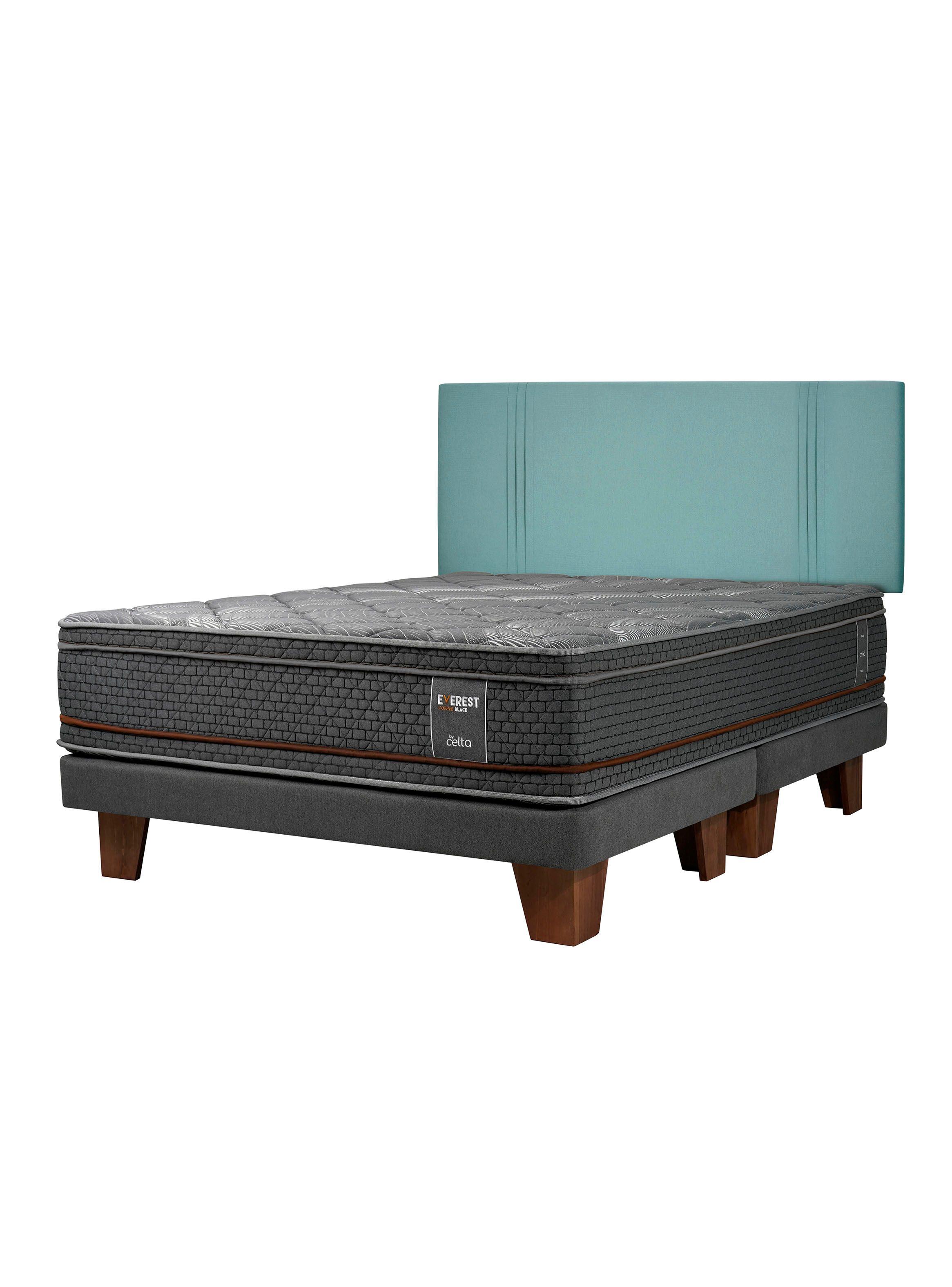Cama Europea Everest Copper Black 2 Plazas Base Dividida Respaldo Dublín Menta-0