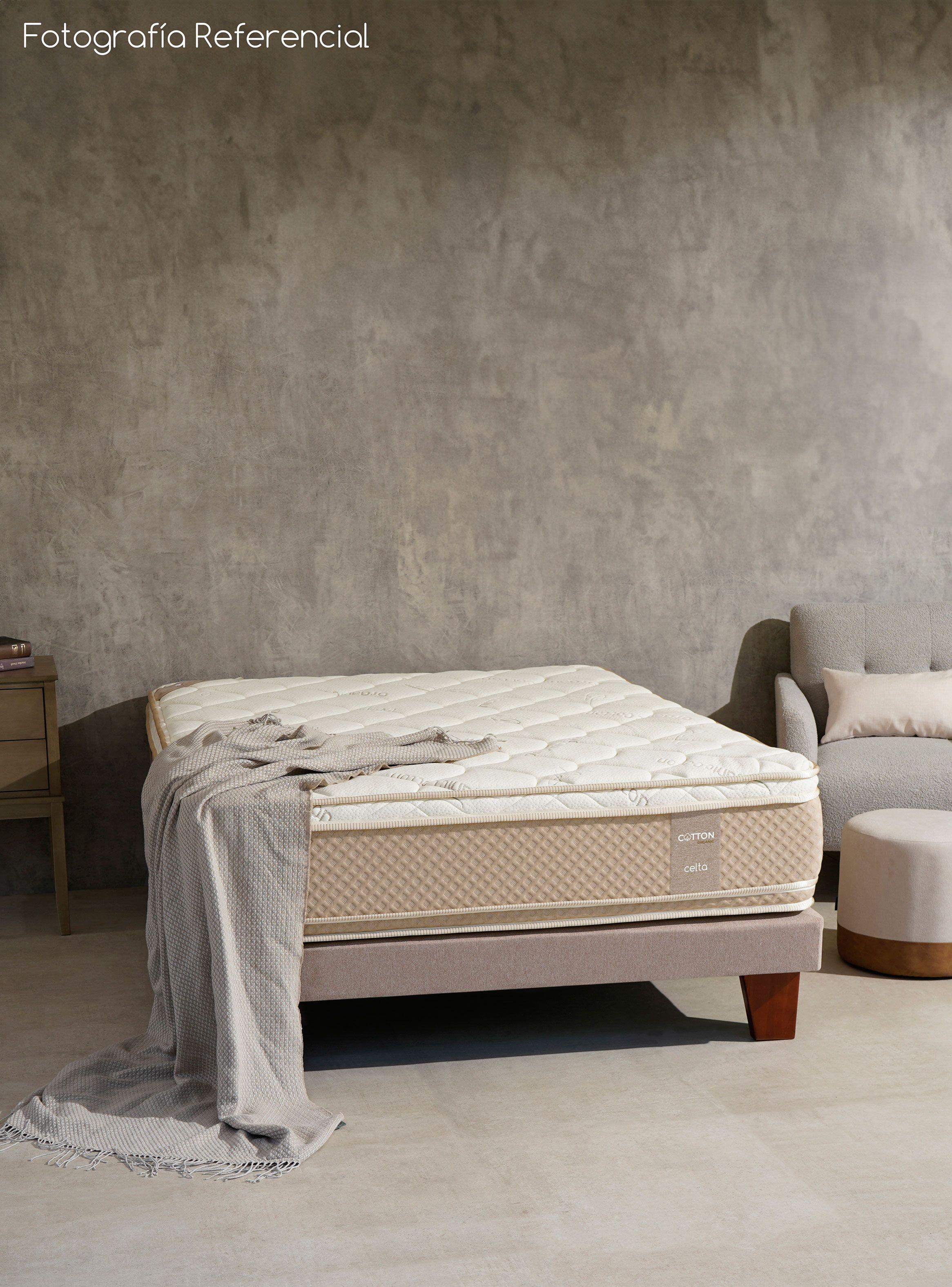 Cama Europea Cotton Organic 2 Plazas Base Dividida + Respaldo Mallorca-5
