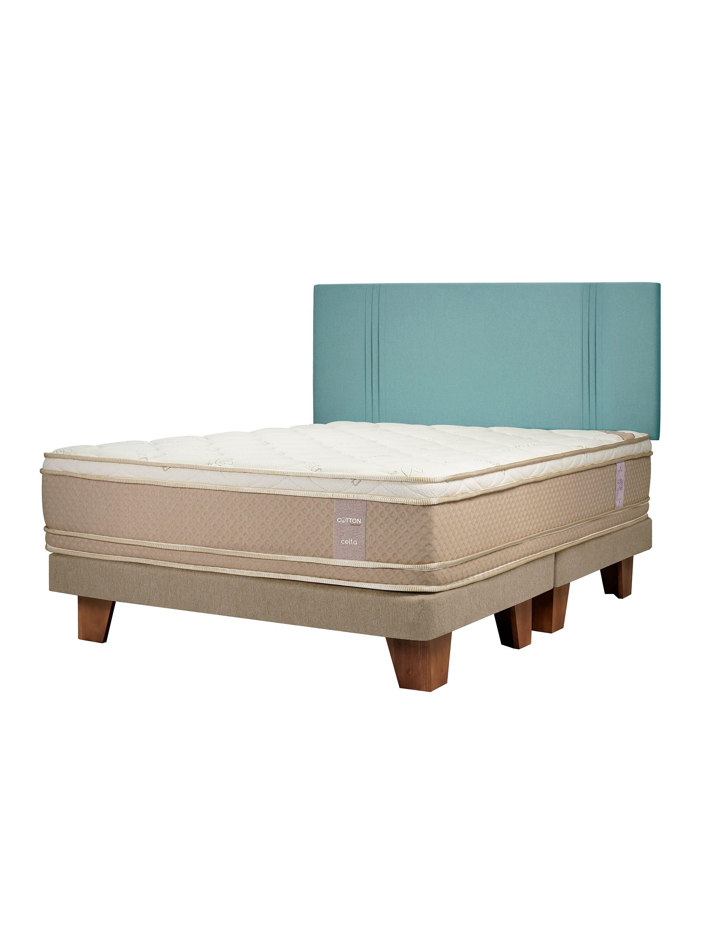 Cama Europea Cotton Organic King Respaldo Dublín Menta-0