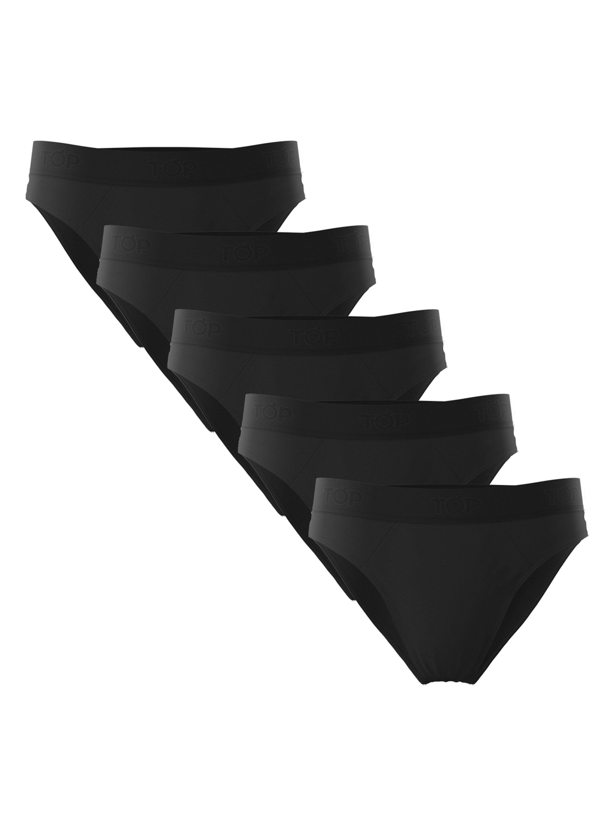 Pack Top 5 Slip Negro Liso Algodón Top-0