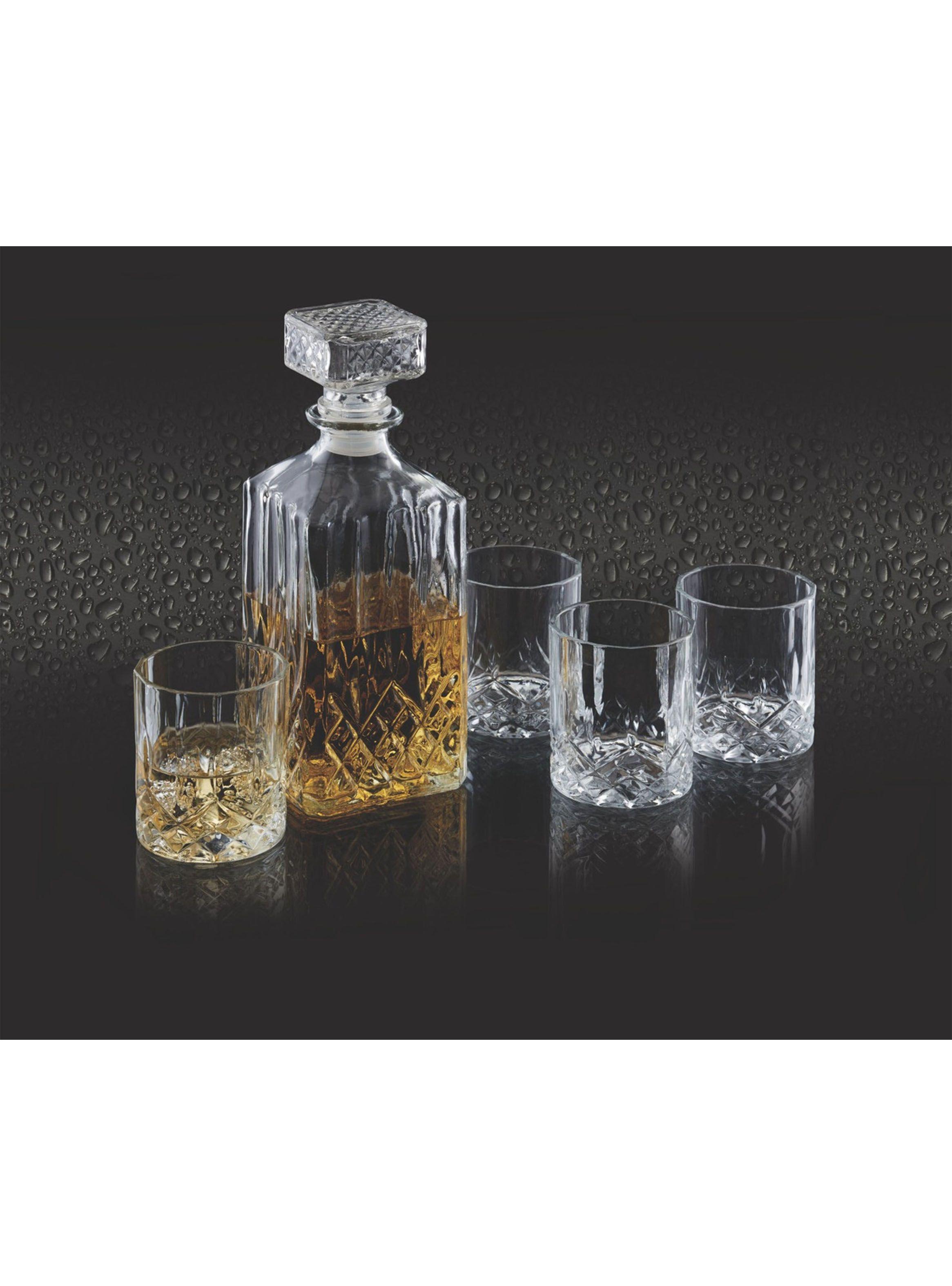 Set Decanter 900 ml + 4 Vasos Cristal 200 ml Whisky-2