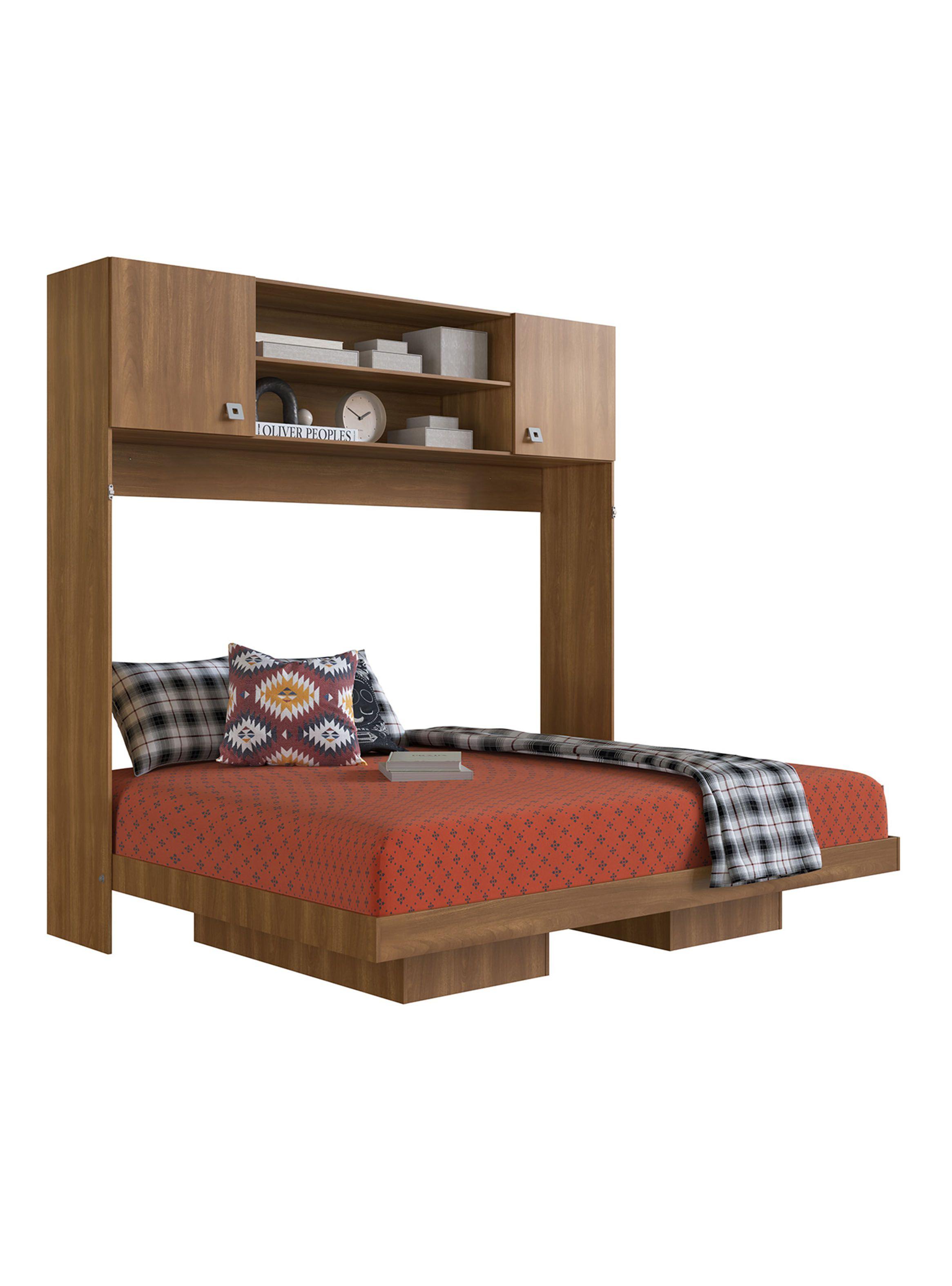 Cama Plegable Horizontal 2 Plazas Dallas Nogal-0