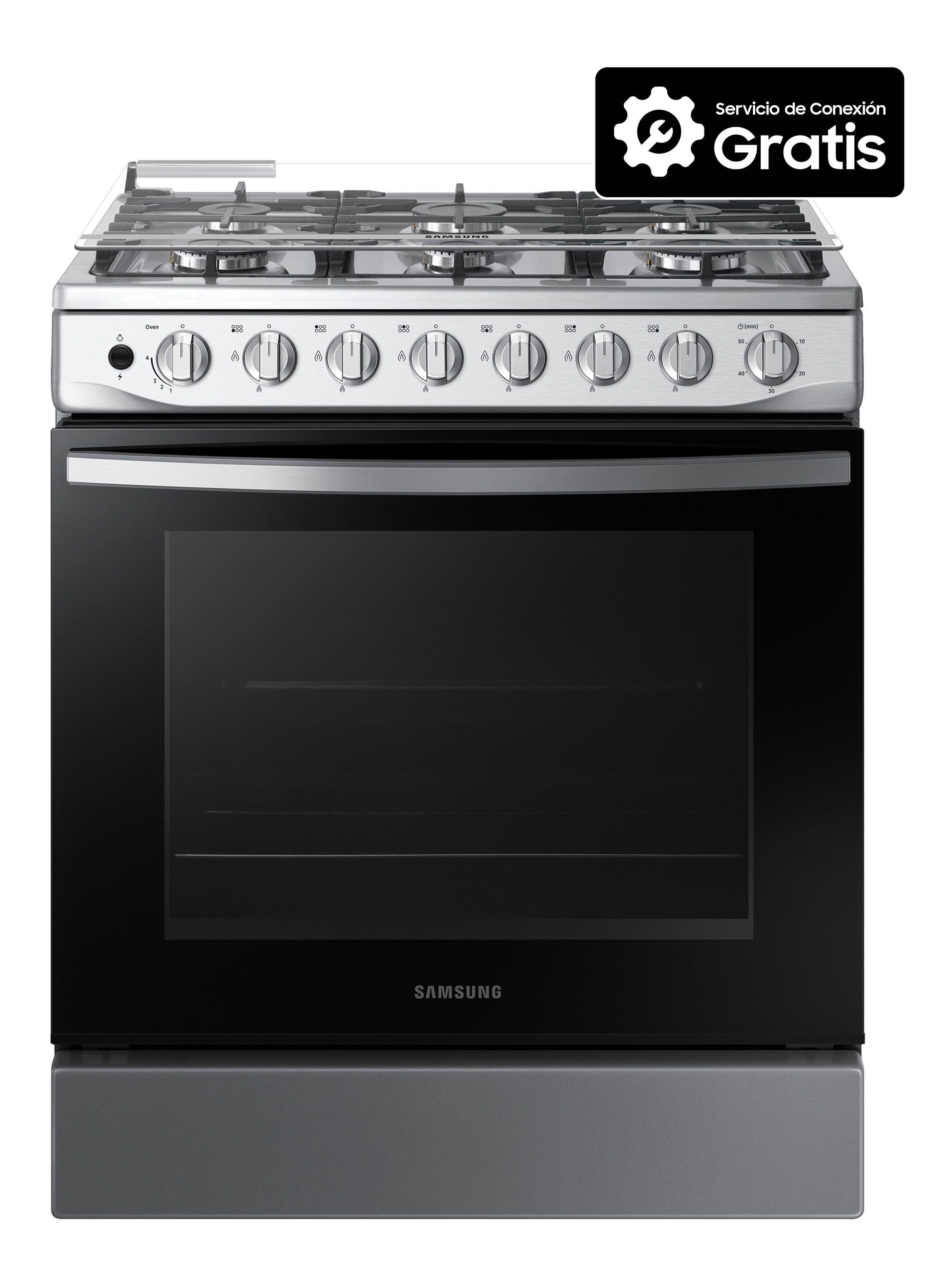 Cocina a Gas 6 Quemadores Acero Inoxidable 128 Litros Negra-1