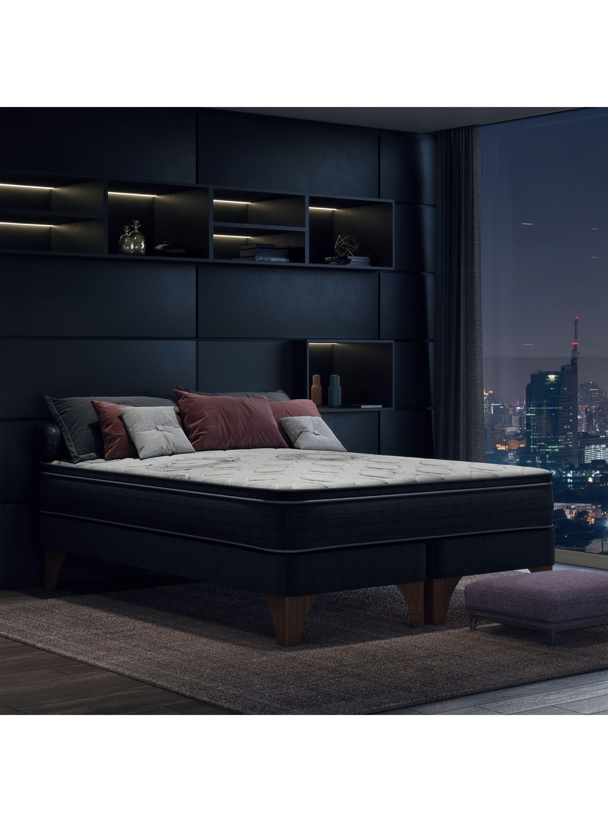 Cama Europea Seven 2 Plazas Base Dividida + Respaldo Toscana-5