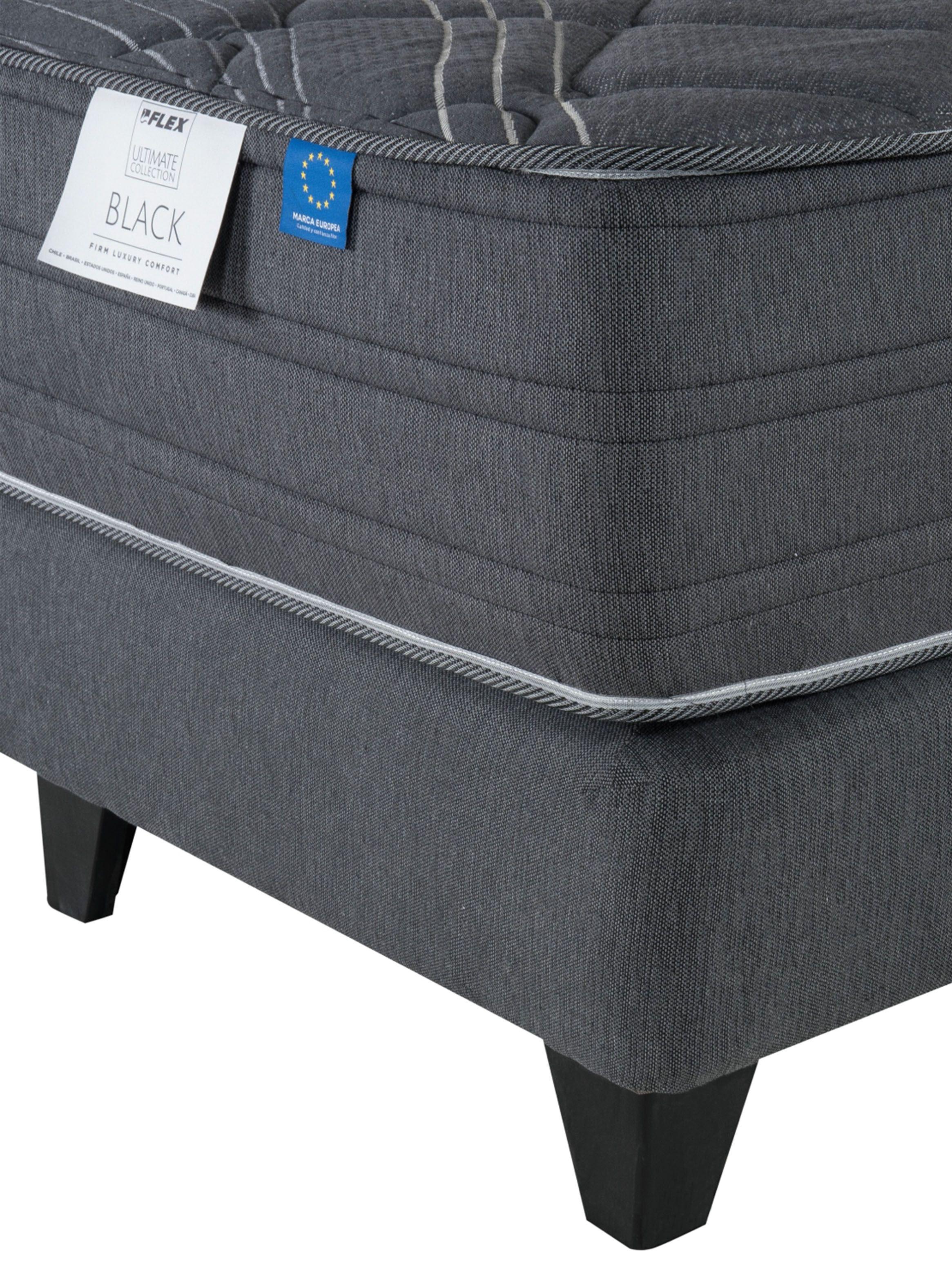 Cama Europea Black 1.5 Plazas + Respaldo Royal Negro-3
