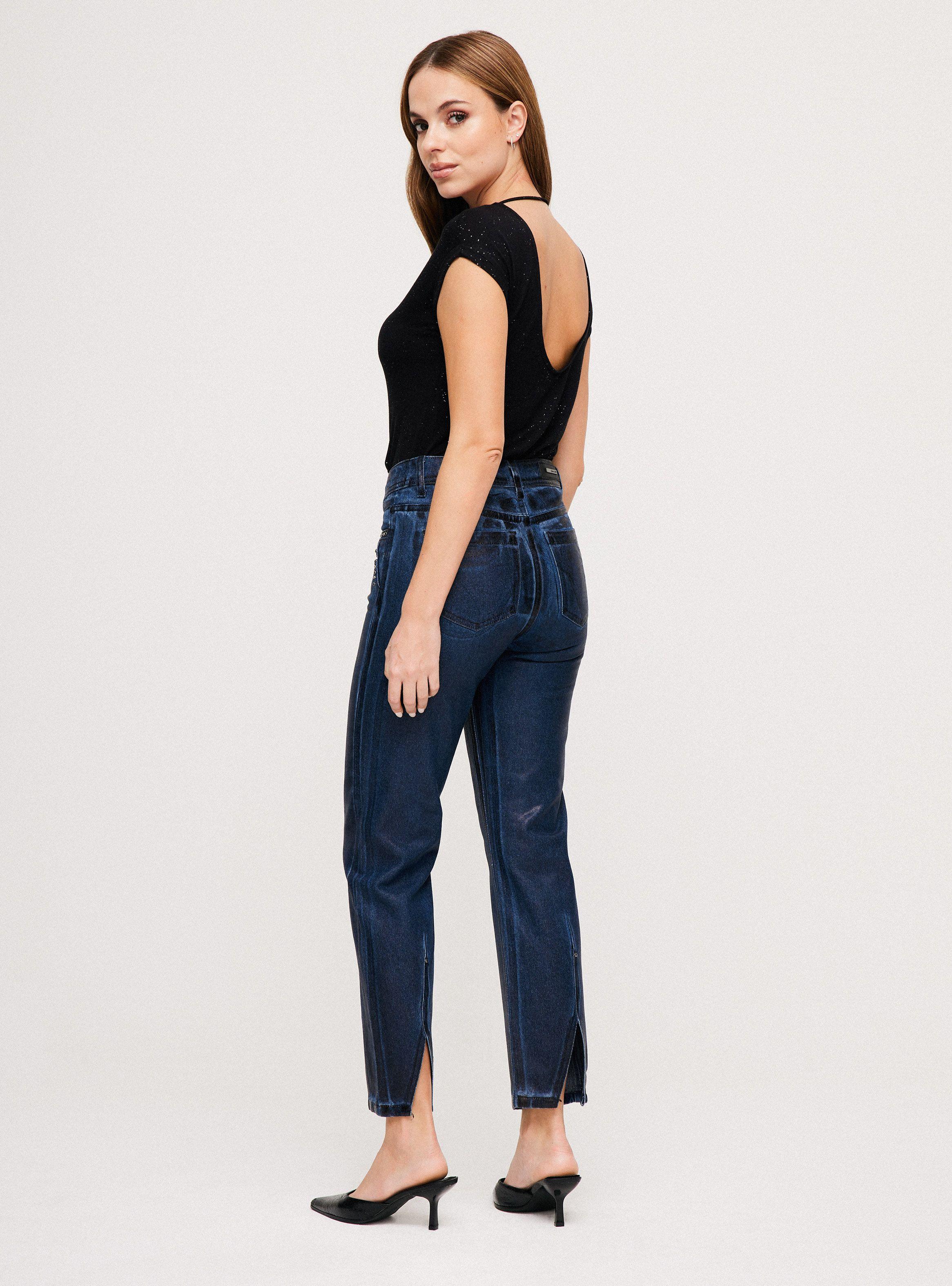 Jeans Fit Relajado con Metalizado Aplicaciones-5