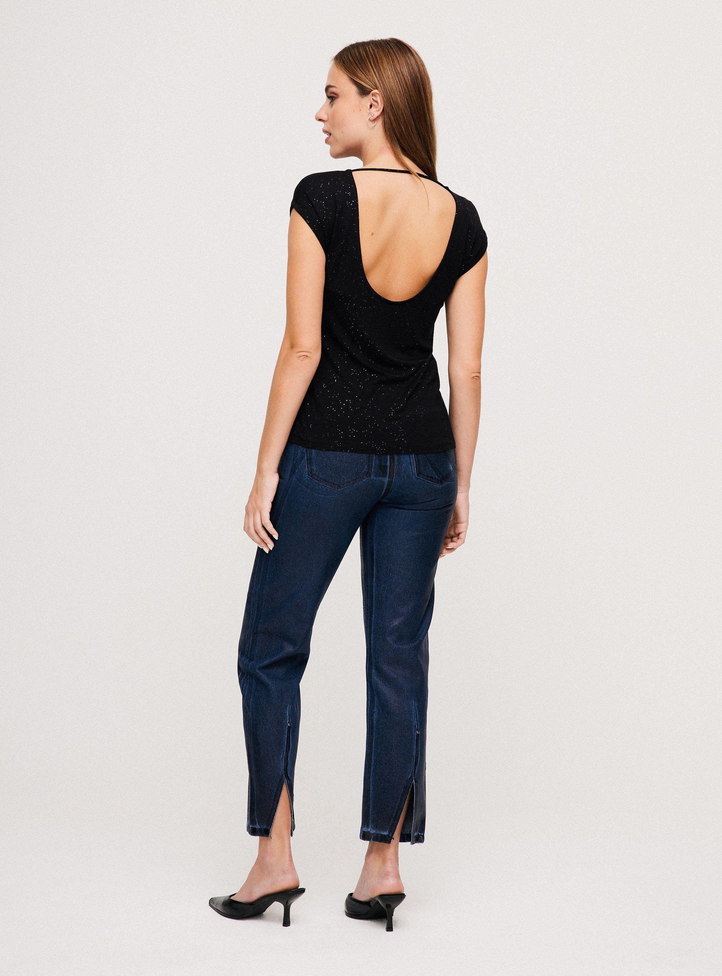 Polera Básica Holgada Tela con Brillos-5