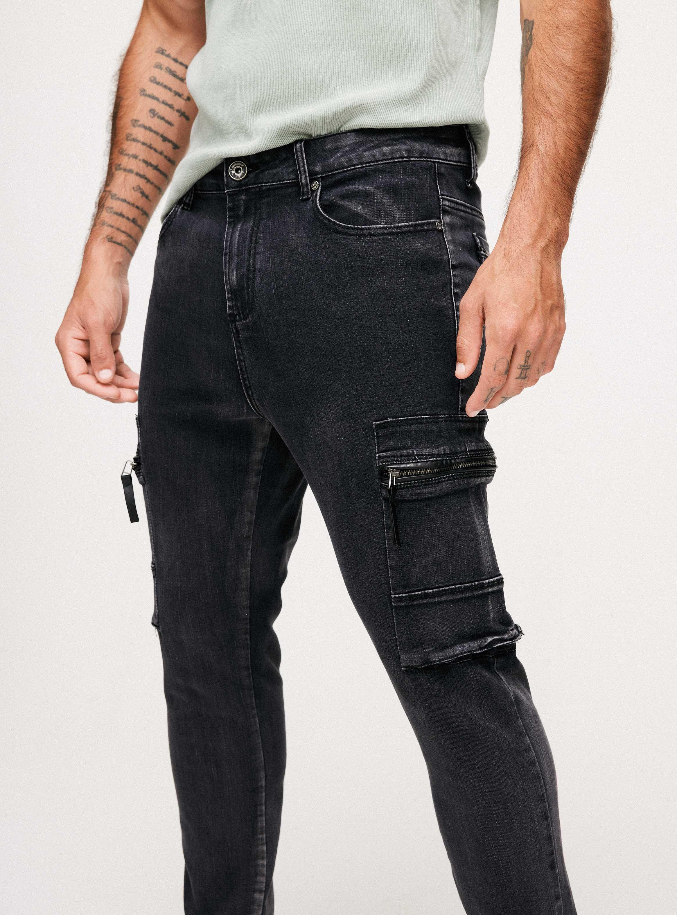 Jeans Bolsillos Cargo Lavado Especial-2