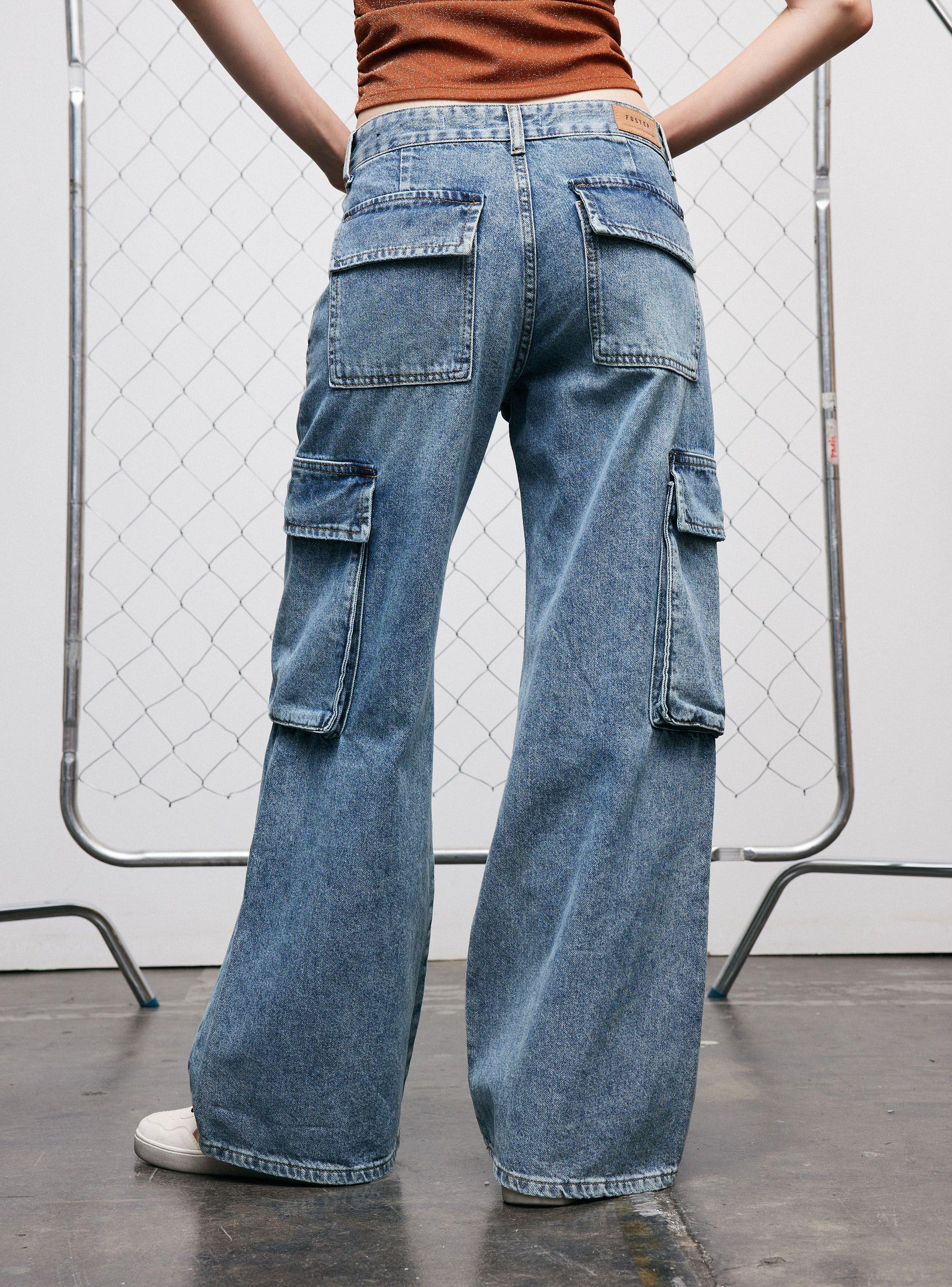 Jeans Cargo de Tiro Medio-1