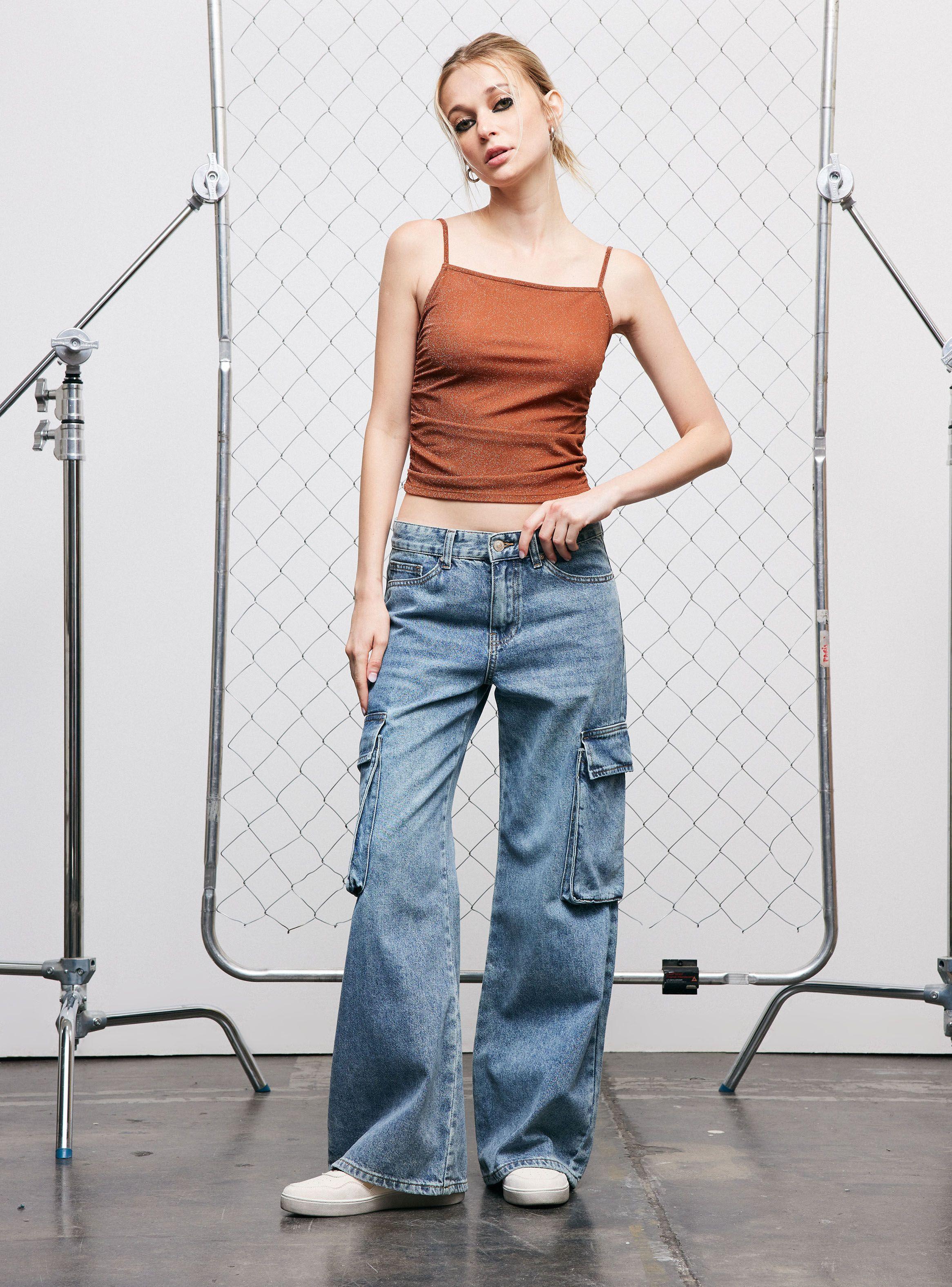 Jeans Cargo de Tiro Medio-4