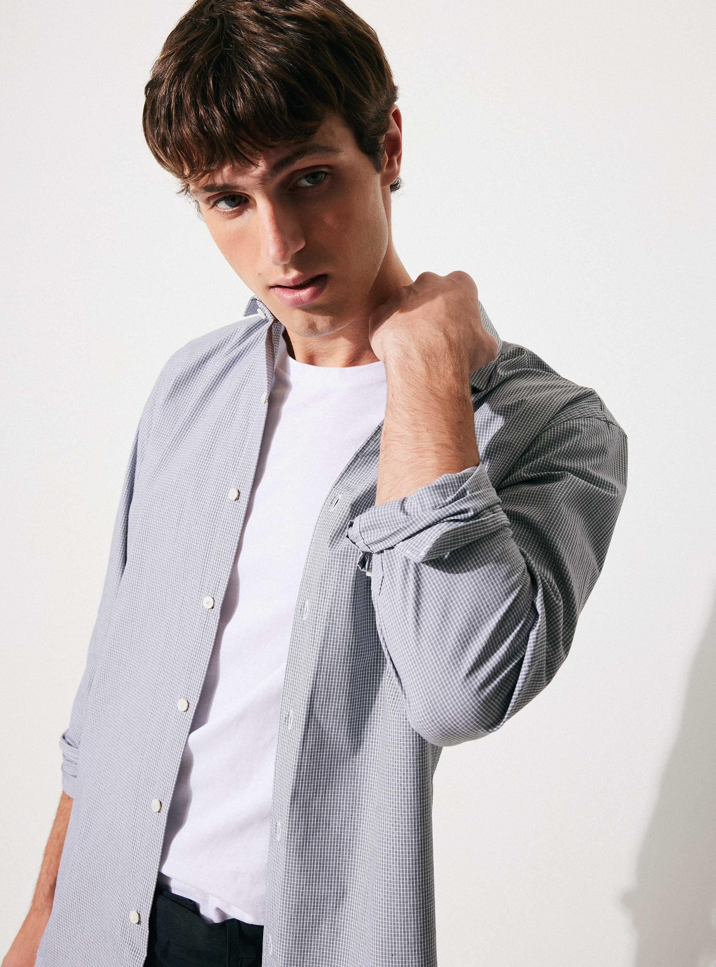 Camisa Poplin Mini Cuadro Algodón con Spandex-2