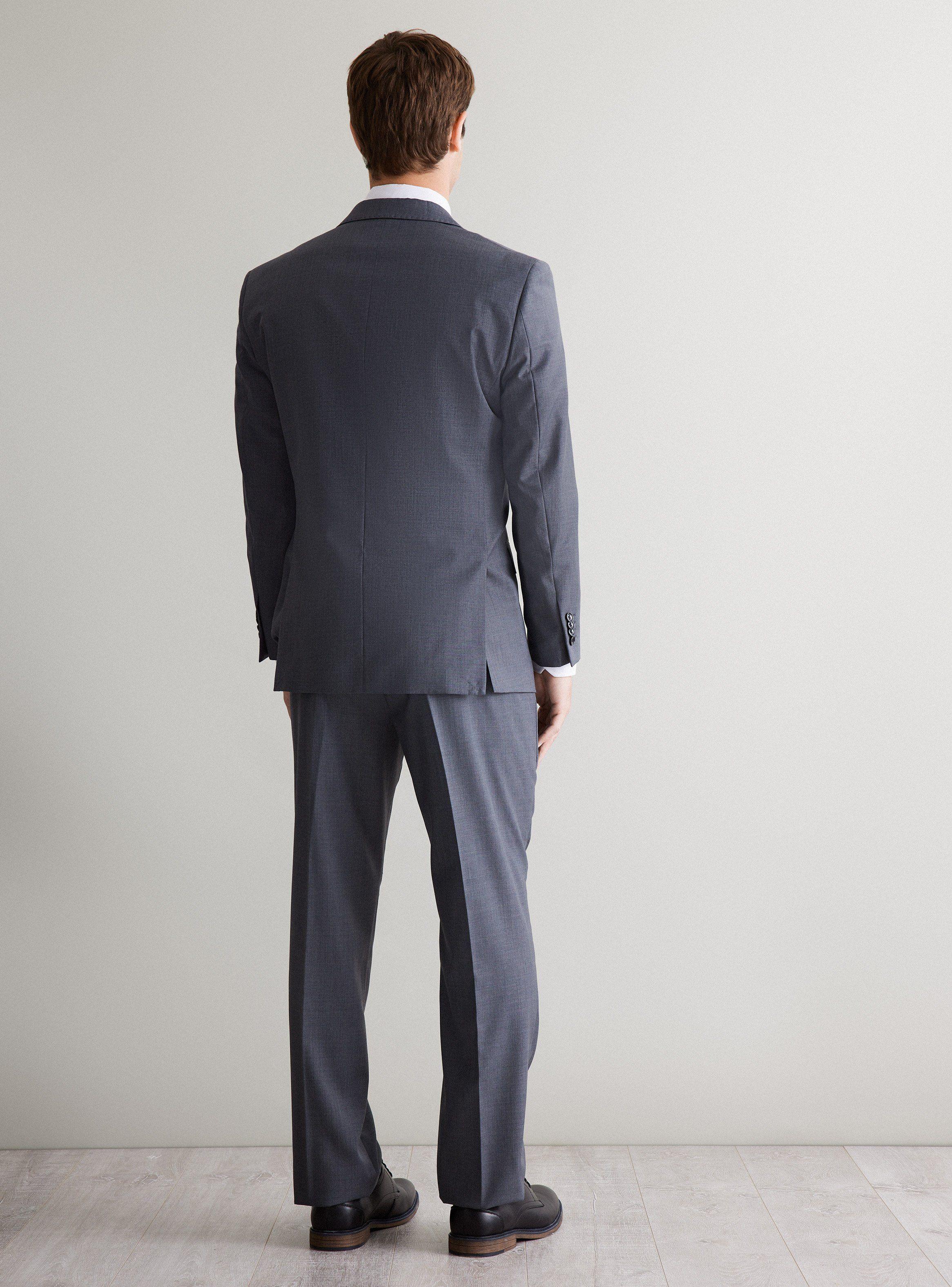 Traje Recto Lana Liso Super 100 Gris-5