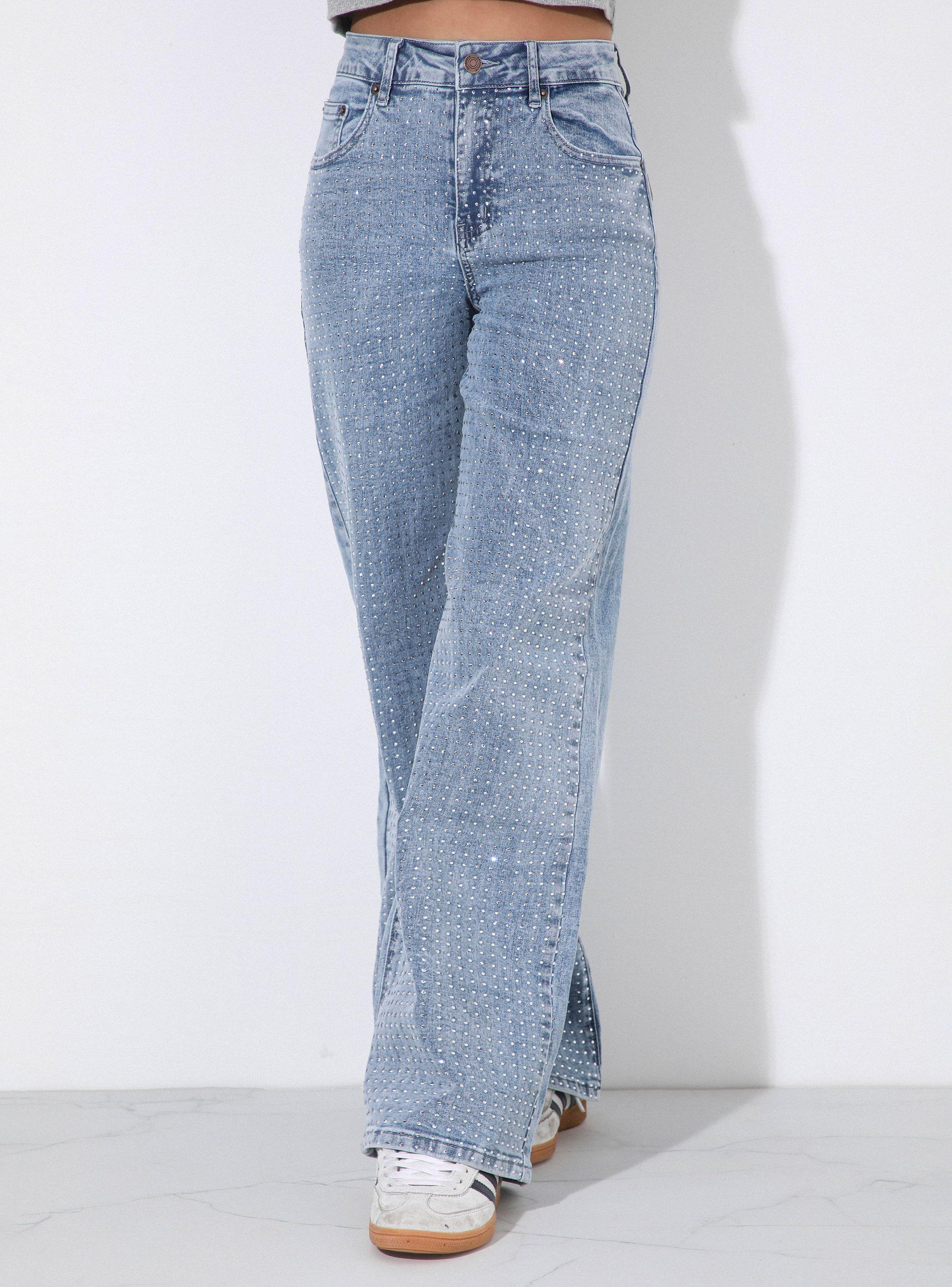 Pantalón Wide Leg Strass Light-0