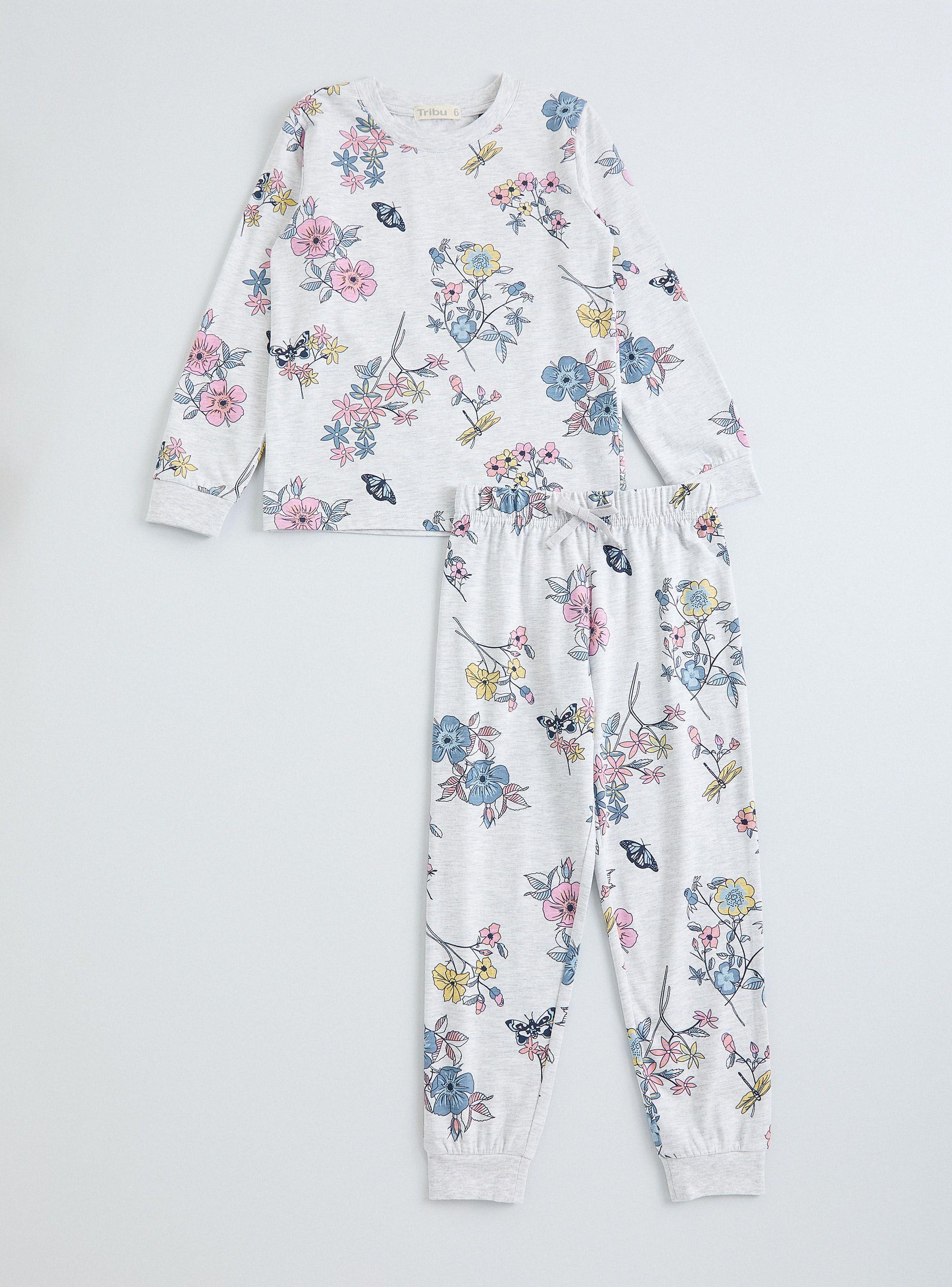 Pijama Largo Jersey Full Estampado Flores-0