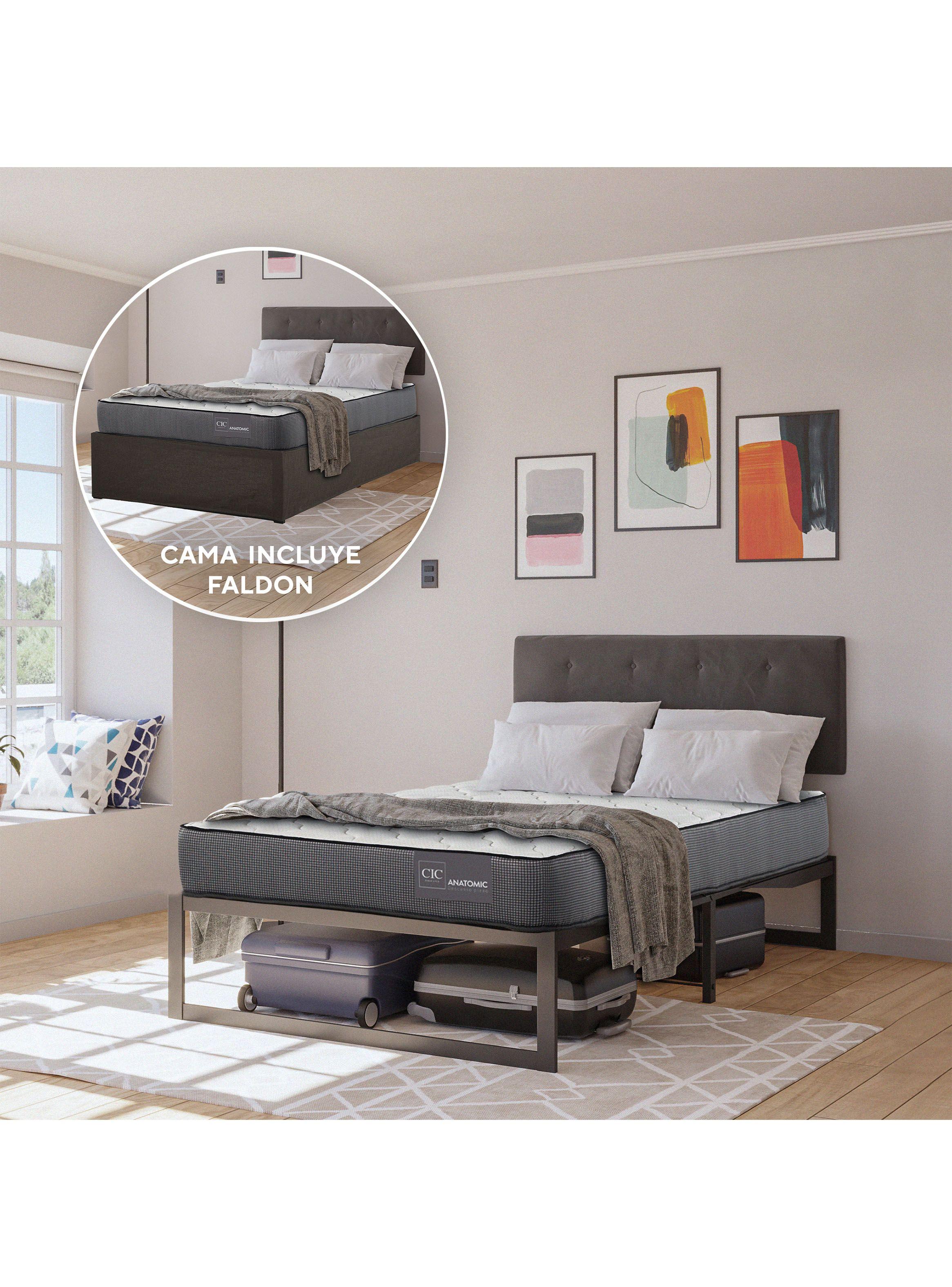 Cama Europea Iron Smart Anatomic 1.5 Plaza + Faldón-5