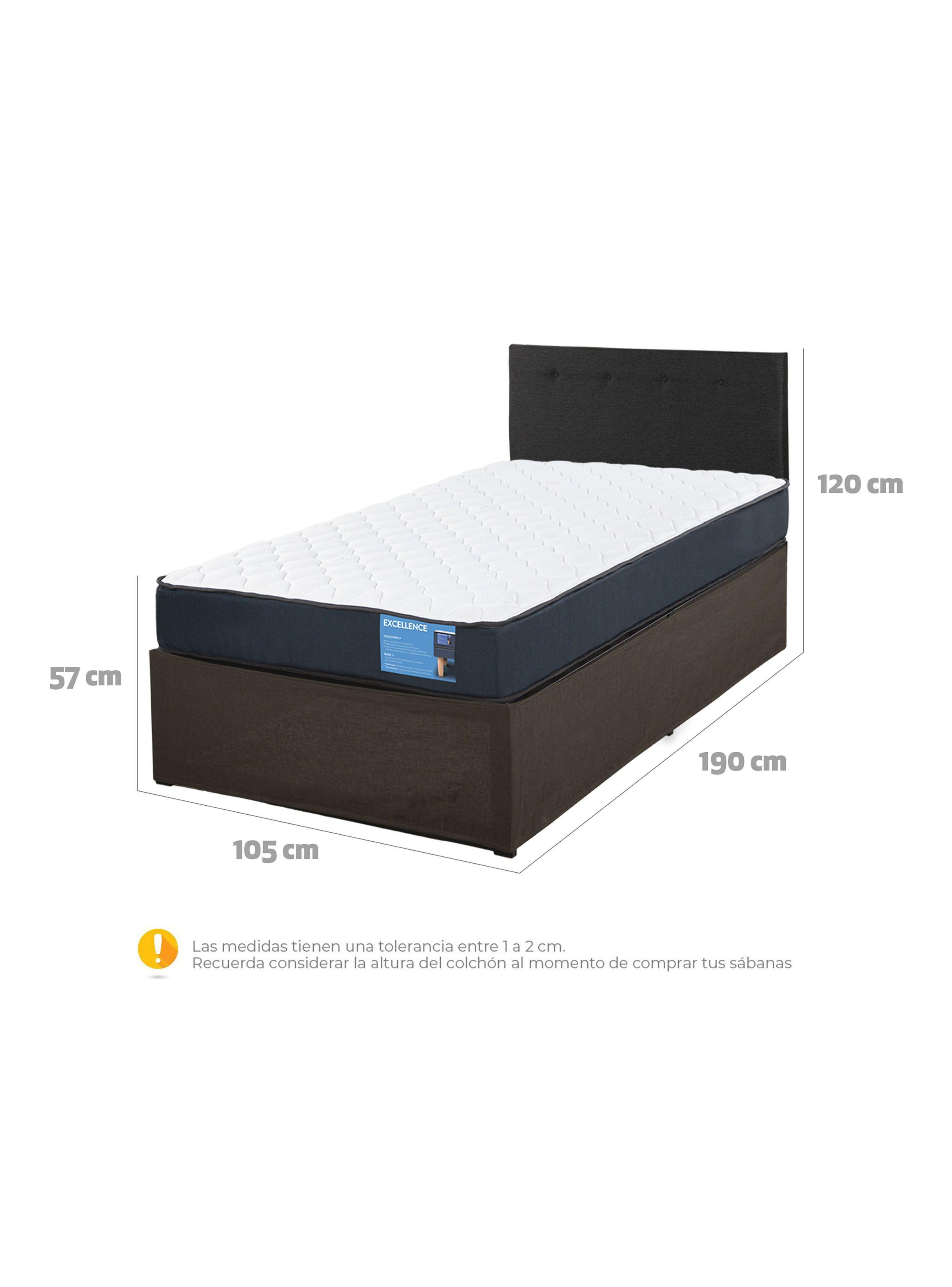 Cama Europea Iron Smart Excellence 1.5 Plazas + Respaldo Black + Faldón-1