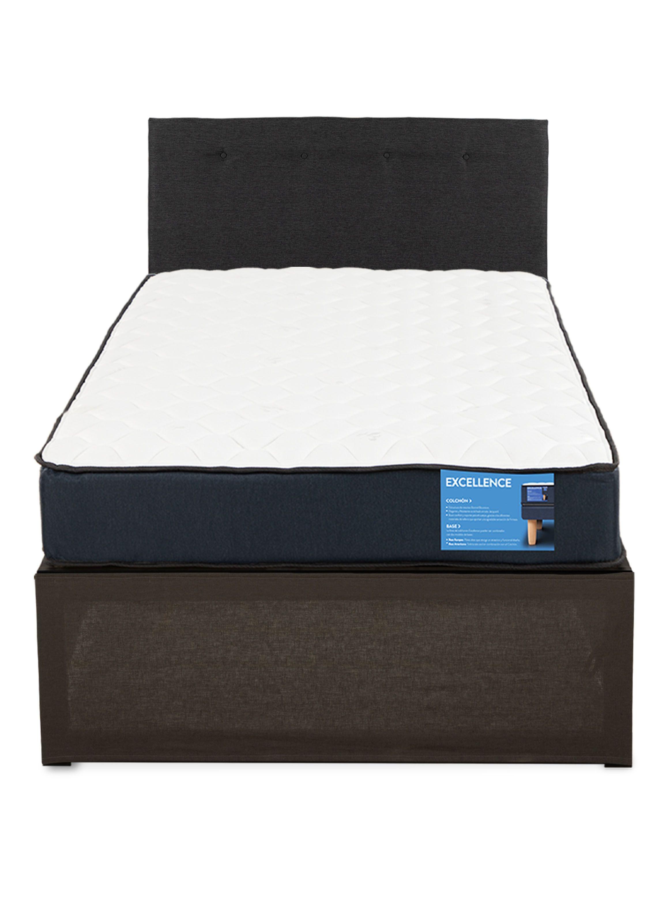 Cama Europea Iron Smart Excellence 1.5 Plazas + Respaldo Black + Faldón-2