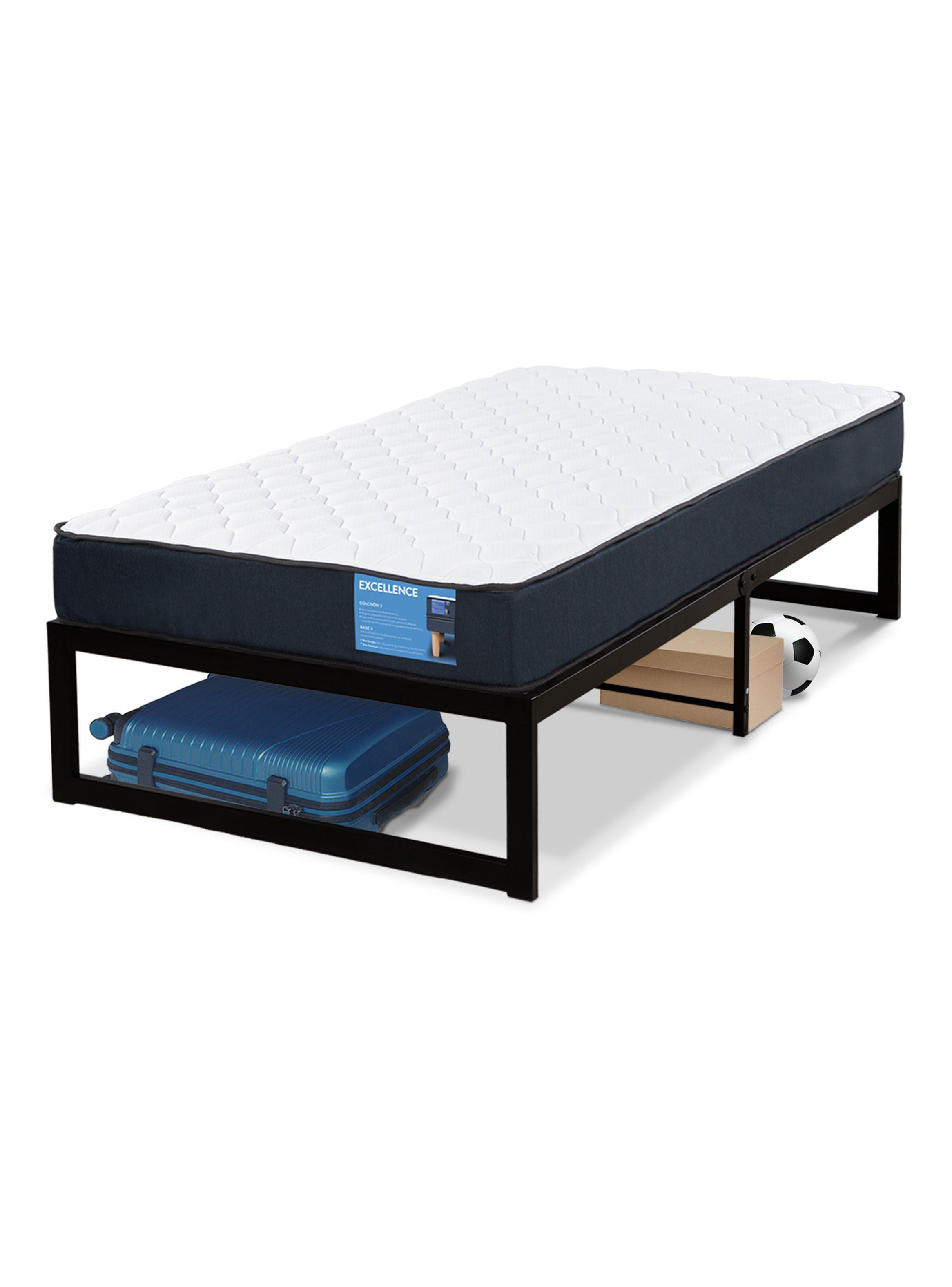 Cama Europea Iron Smart Excellence 1.5 Plazas + Respaldo Black + Faldón-3