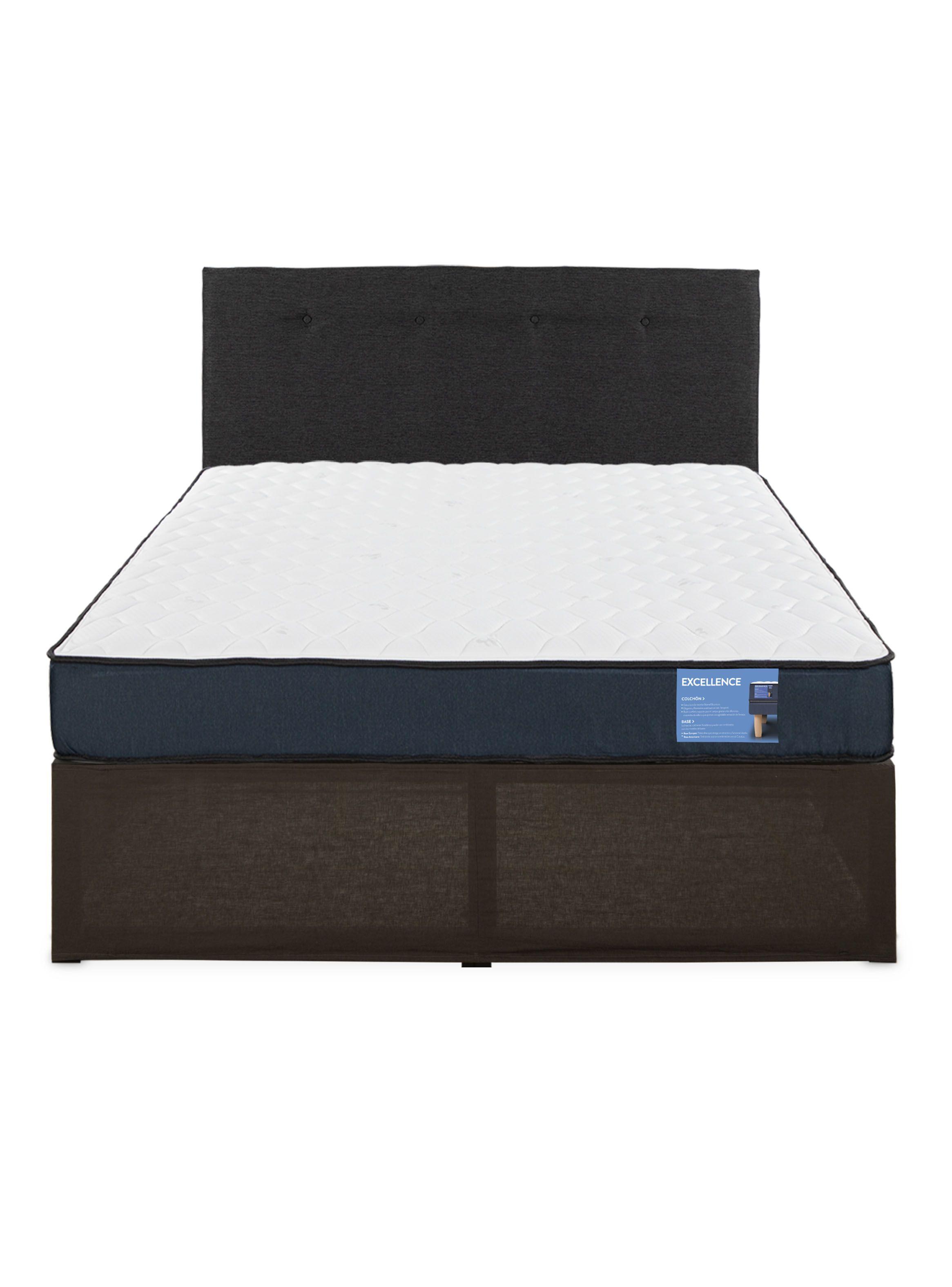 Cama Europea Iron Smart Excellence 2 Plazas + Respaldo Black + Faldón-2